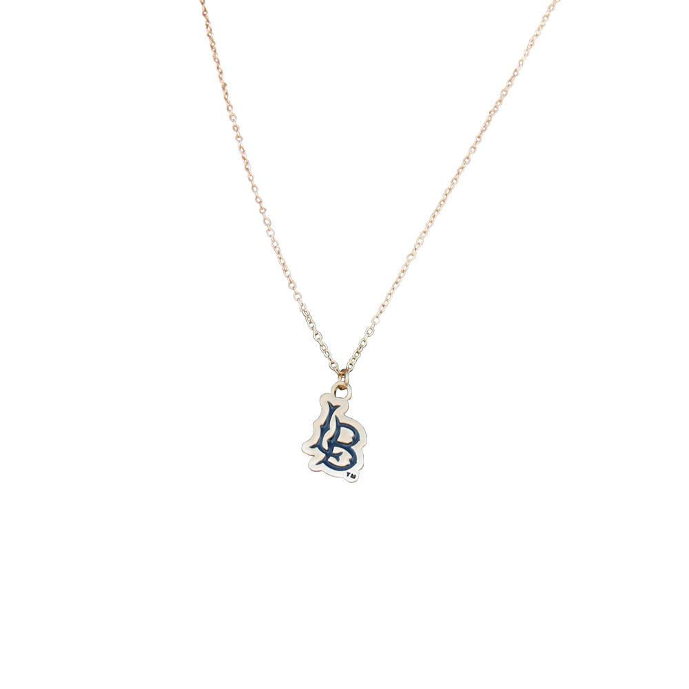 Cal State Long Beach Fan Necklace featuring a silver pendant with the university logo, adjustable chain.