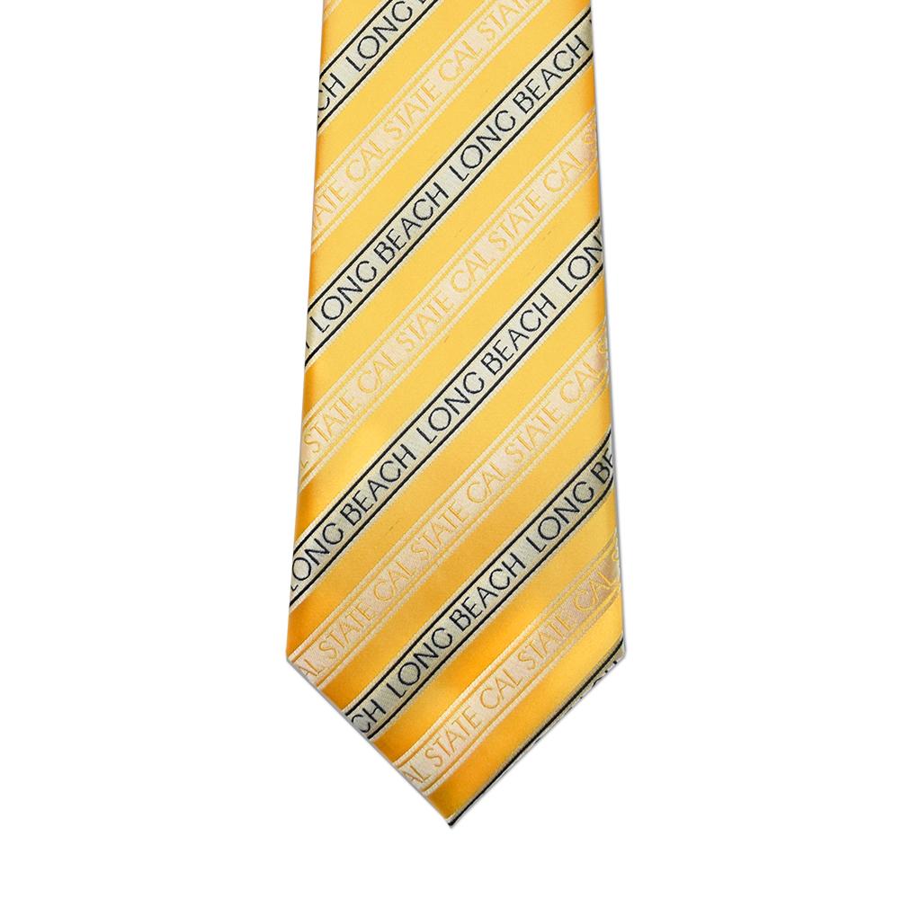 Cal State Long Beach Men's Tie featuring trendy stripes, made from durable microfiber, approximately 62 inches long.