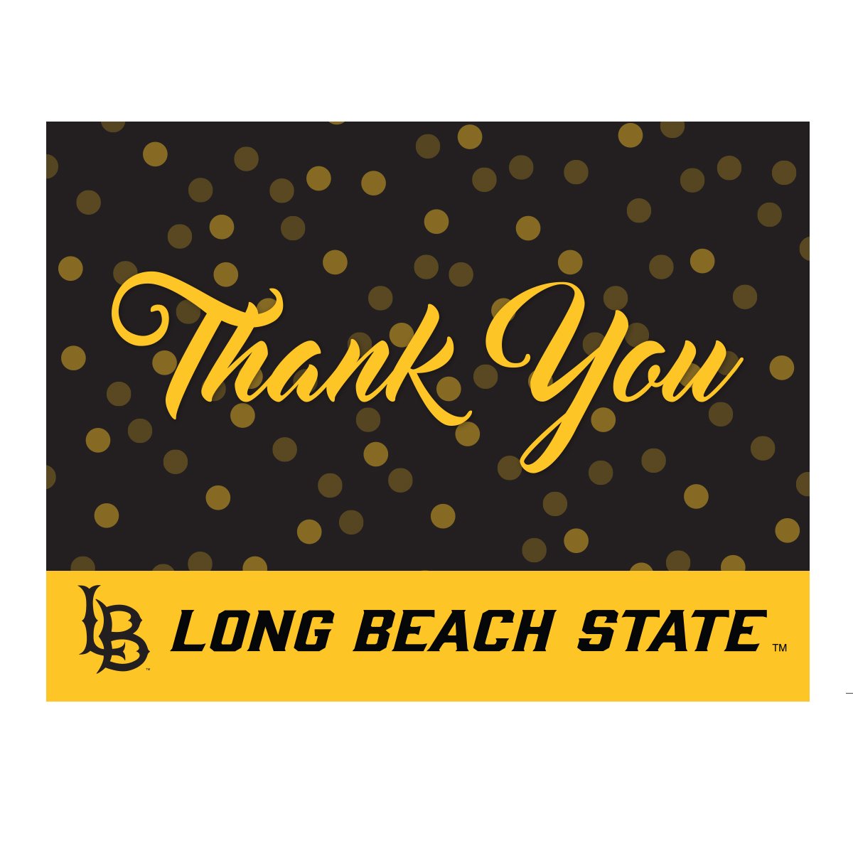 Cal State Long Beach Polka Thank You Cards with matching envelopes, showcasing vibrant colors and school spirit.