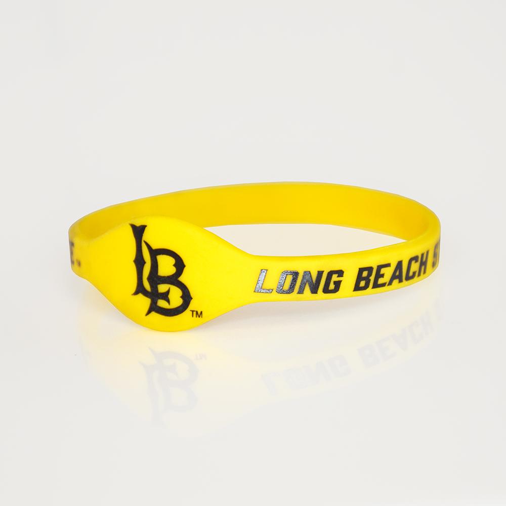 Cal State Long Beach Silicone Bracelet in vibrant colors, showcasing the school's logo and designed for comfort and durability.