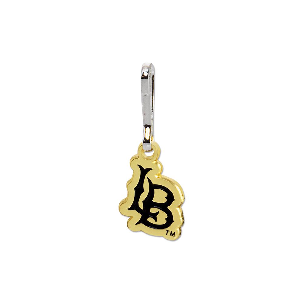 Cal State Long Beach Zipper Pull featuring the school logo in a stylish silver finish, perfect for jackets and backpacks.