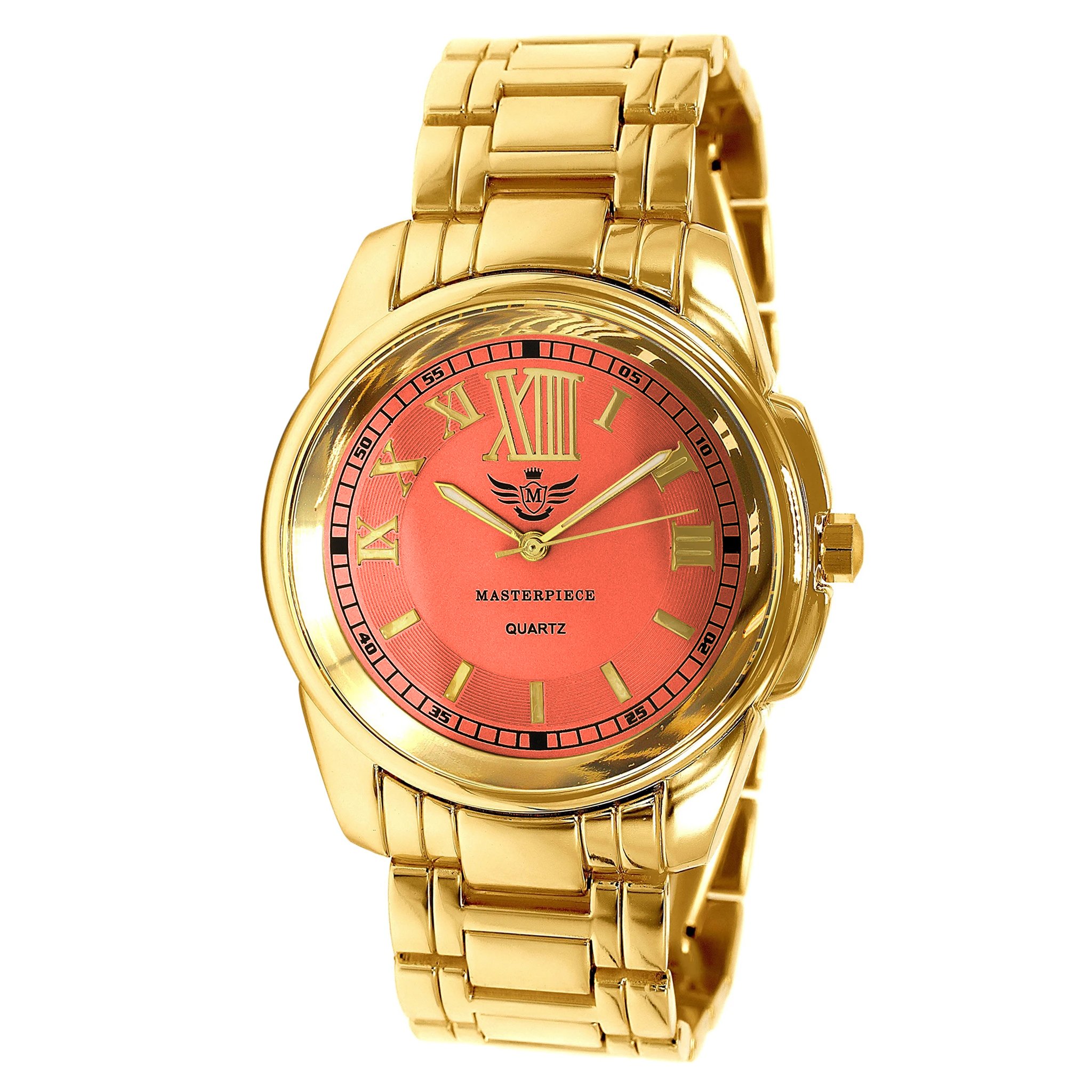 CALIBER Classic Metal watch featuring raised Roman numerals, luminous hands, and a rhinestone-studded bezel, showcasing elegance and sophistication.