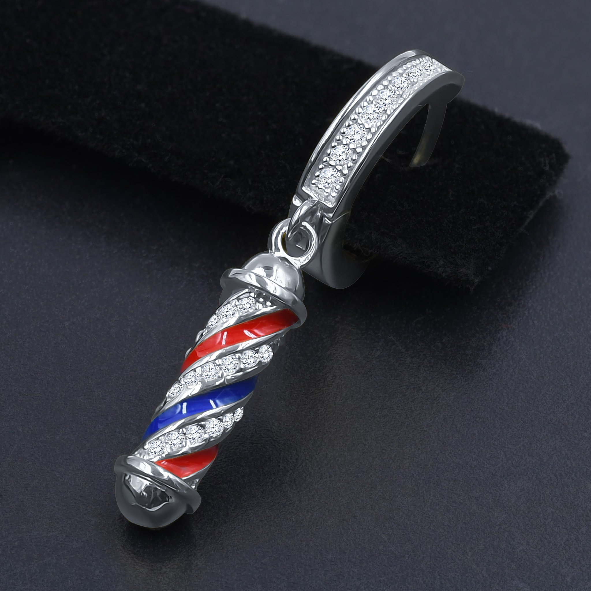 CAMARADERIE Silver Earrings featuring red, blue, and silver CZ stones set in 925 sterling silver, elegantly designed for any occasion.