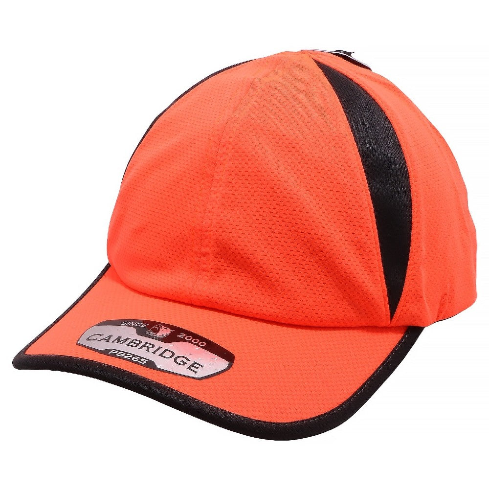 Pack of 6 Cambridge Activewear Unstructured Hats featuring a low profile, curved visor, and matching undervisor, made from durable polyester and span blend.