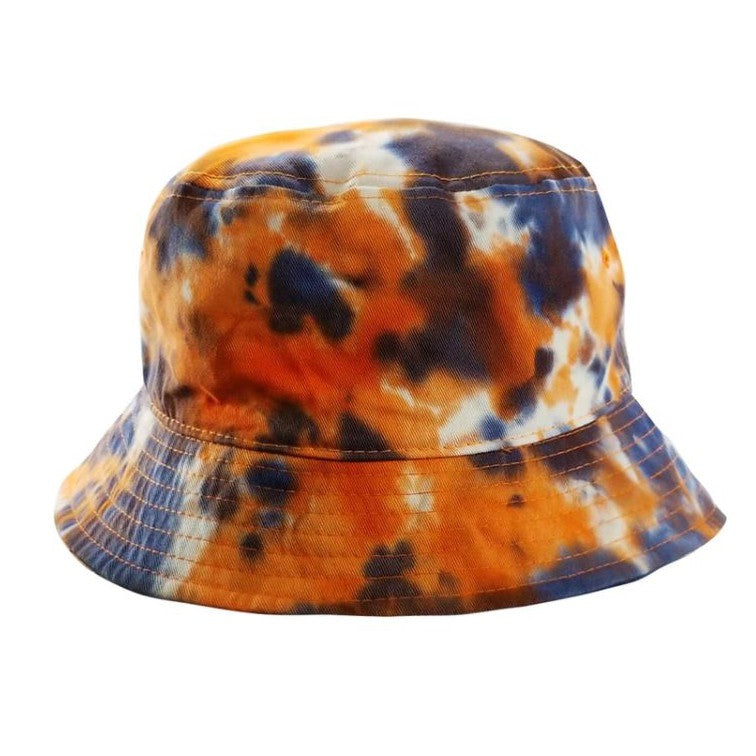 A pack of six CAMBRIDGE PLAIN TIE DYE BUCKETS made from 100% cotton, featuring a classic tie-dye design in vibrant colors.