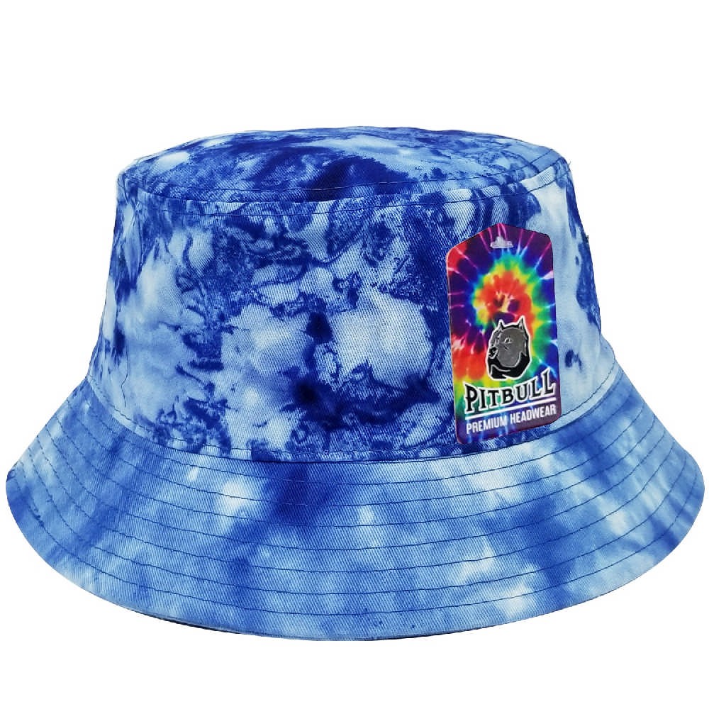 A pack of six CAMBRIDGE PLAIN TIE DYE BUCKETS made from 100% cotton, featuring a classic tie-dye design in vibrant colors.