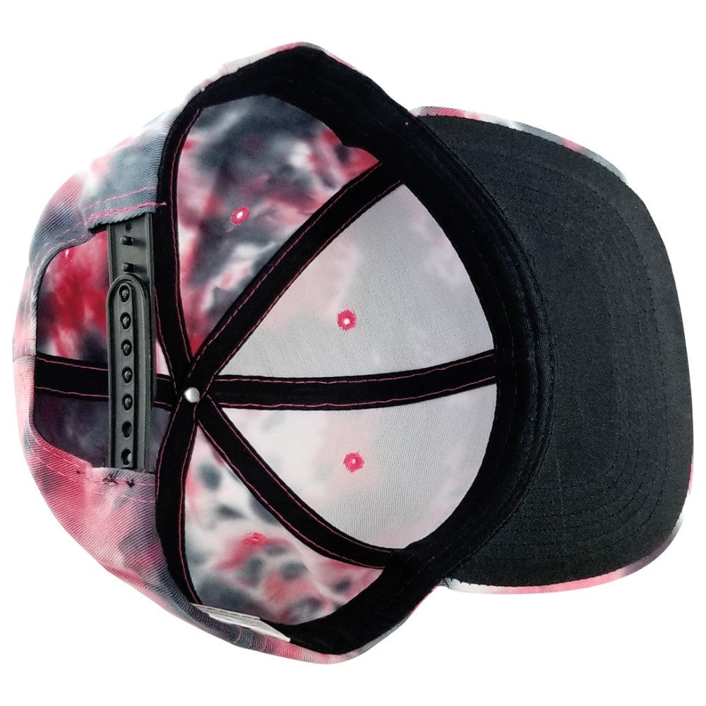 A pack of 6 CAMBRIDGE PLAIN TIE DYE COTTON SNAPBACK HATS in various vibrant colors, showcasing their stylish design and adjustable snapback feature.