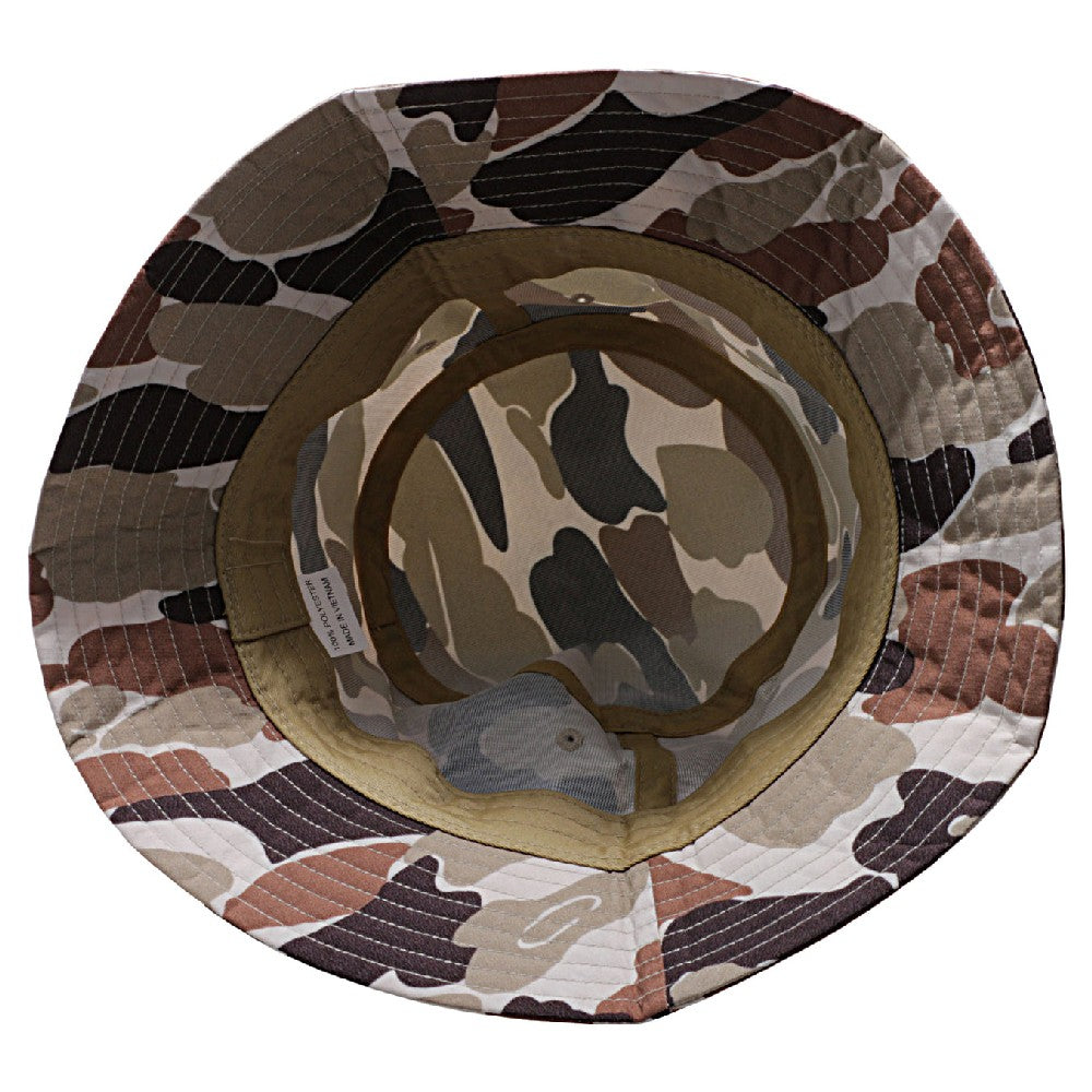 Pack of 6 Cambridge Shiny Camo Bucket Hats in various angles showcasing their stylish design and classic bucket shape.