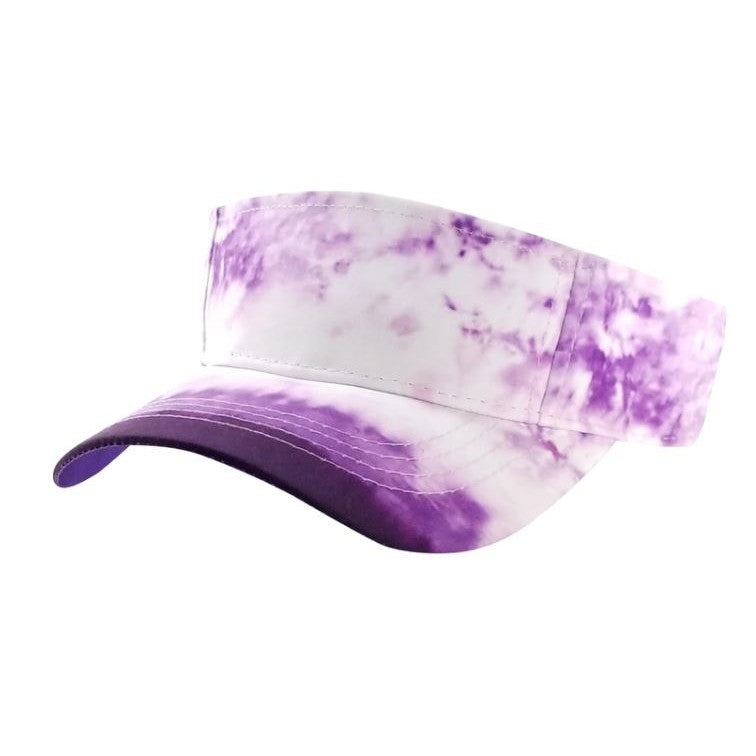 A colorful pack of six Cambridge Tie Dye Sun Visors, showcasing vibrant patterns and a classic design with adjustable snap closures.