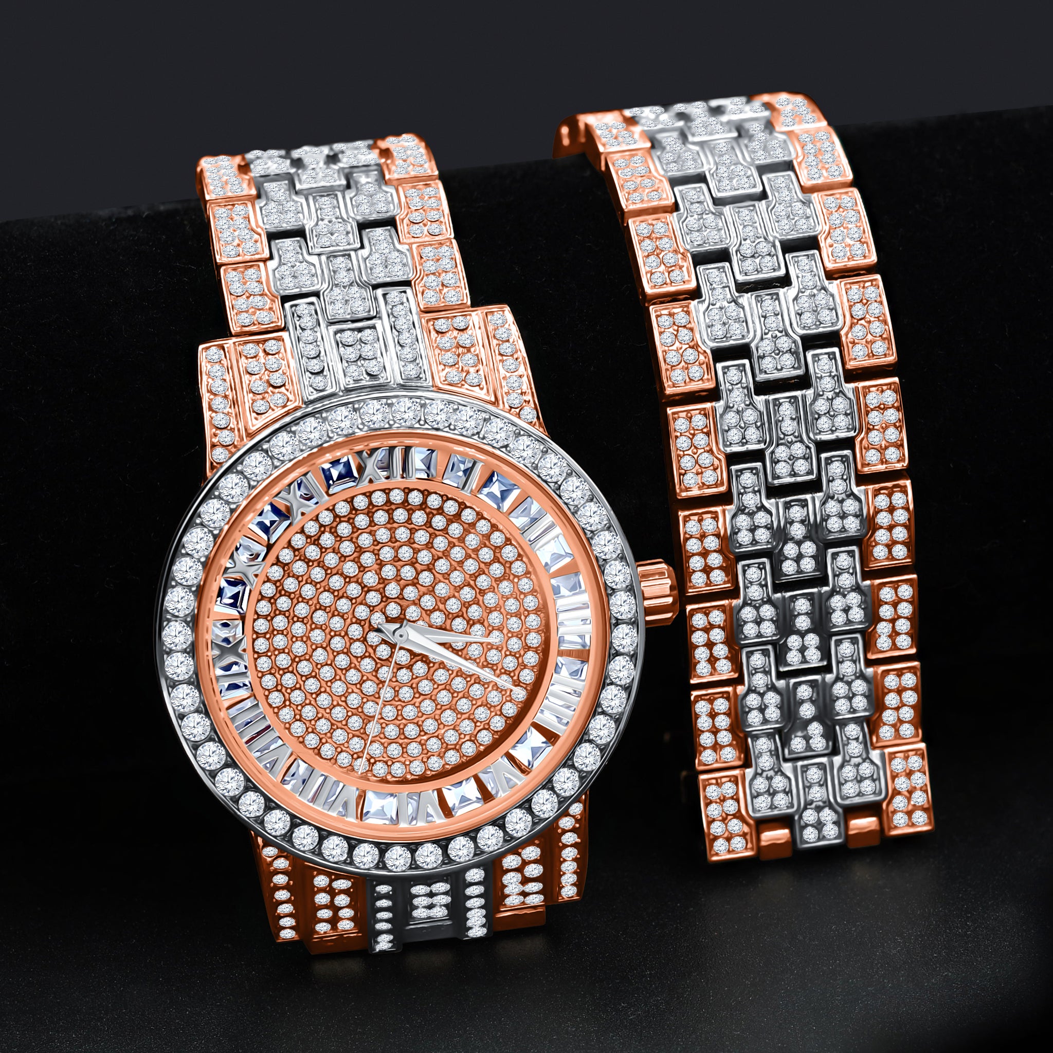 CANDIDUS Watch Set I 5307218 featuring crystal stones and a two-toned design, showcasing its elegant round dial and effulgent bracelet.