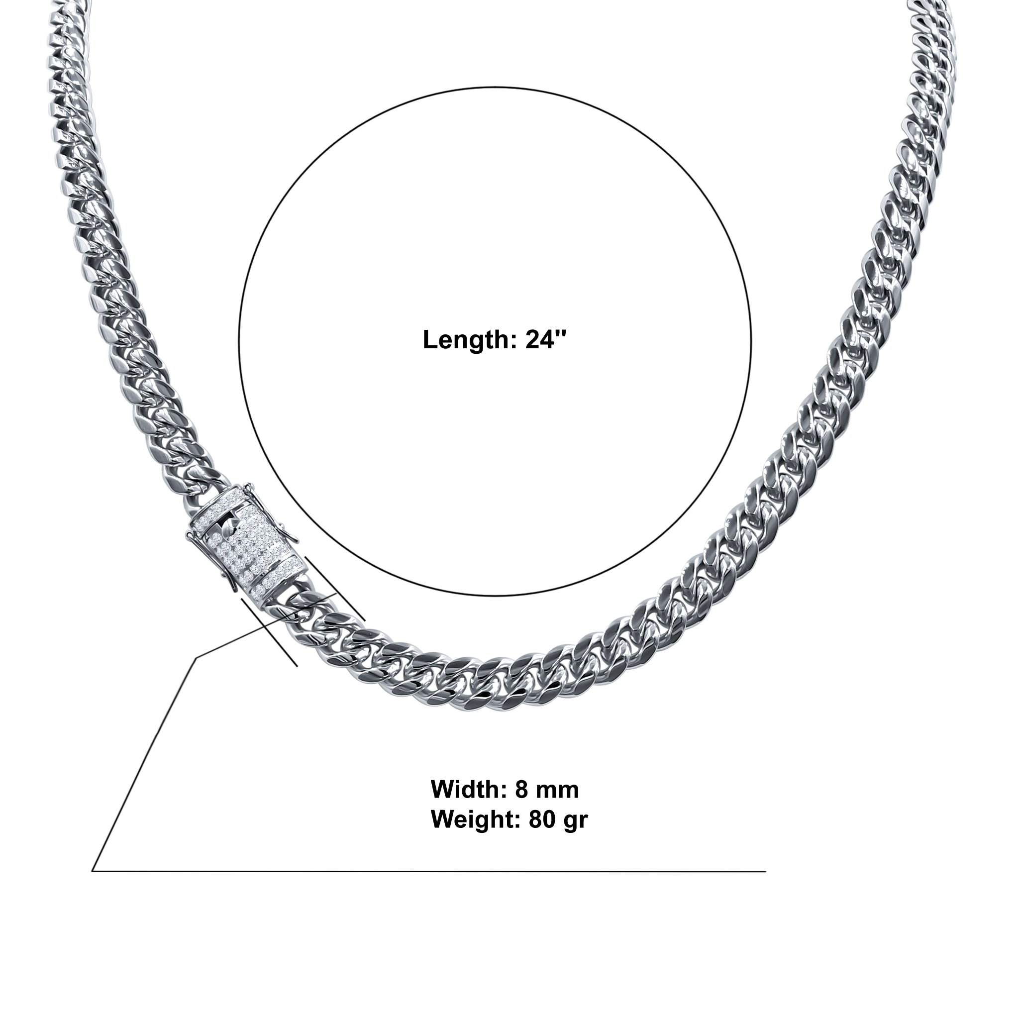 CANDOR Stainless Steel Chain with a 7 mm width, available in 20 and 24 inches, showcasing its sleek and stylish design.