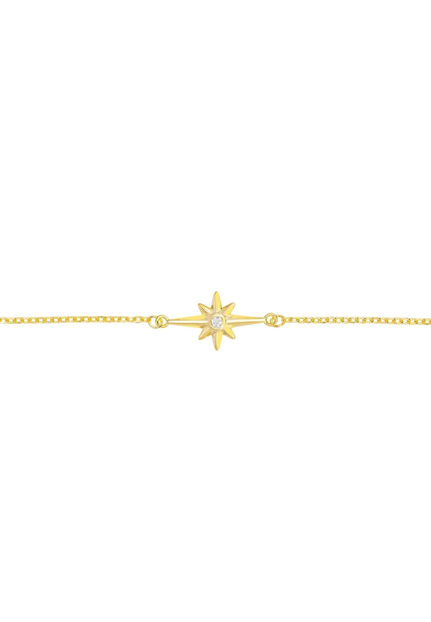 Capella Star Bracelet Gold featuring a star motif and cubic zirconia, handcrafted from sterling silver and dipped in 18ct gold.