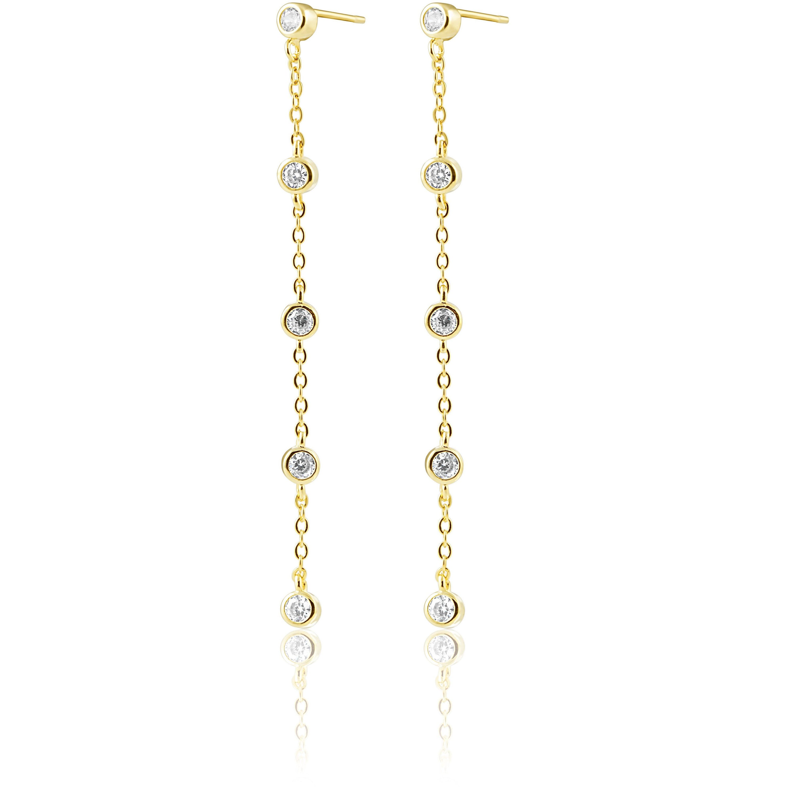 Elegant Capri Drop Earrings made of 18k gold plated stainless steel, featuring a lightweight design perfect for everyday wear.