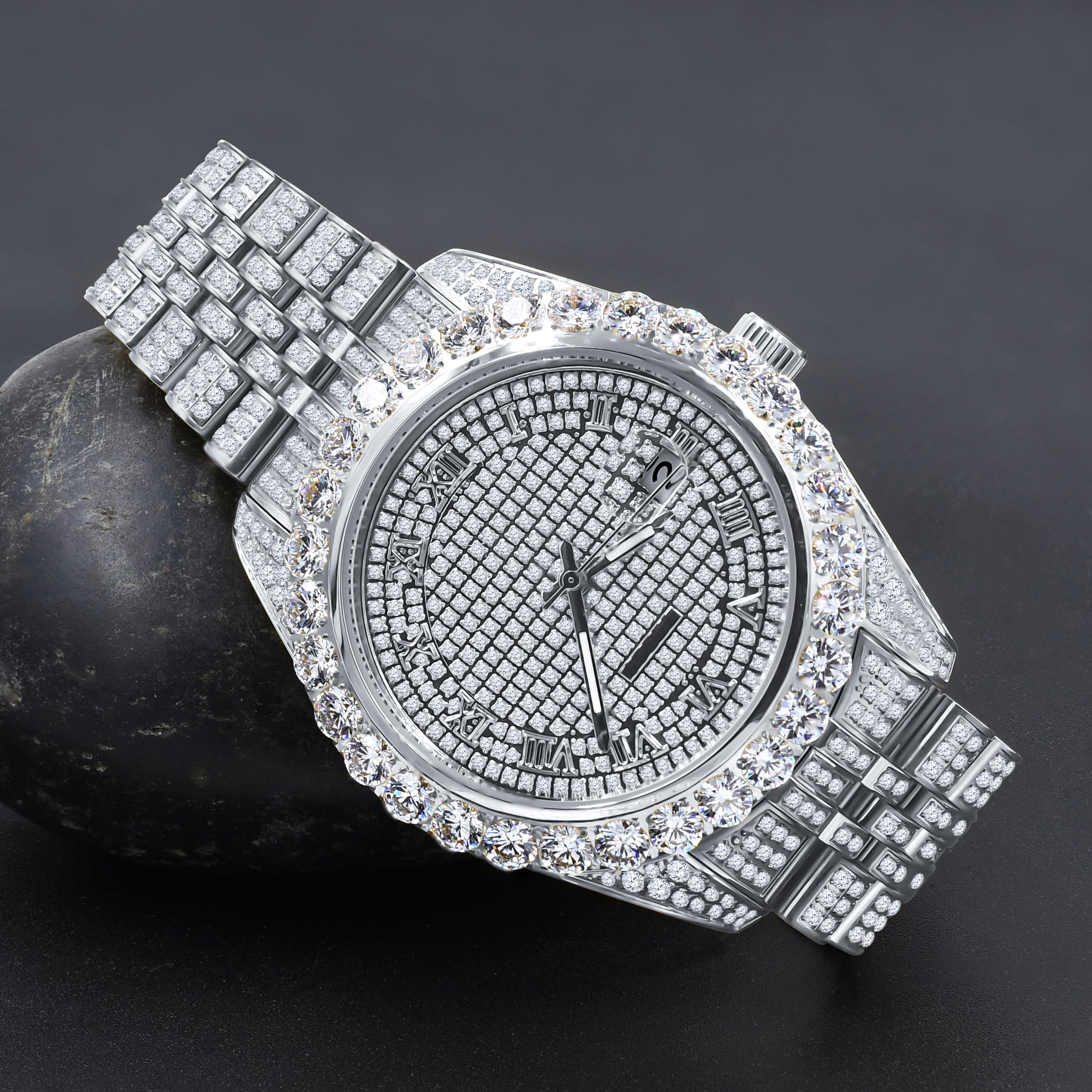 CAPRICIOUS Steel Watch featuring crystal clear stones, showcasing elegance and precision.