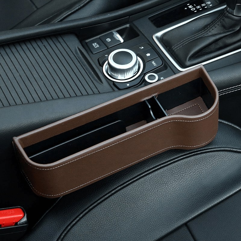 Multifunctional Car Seat Organizer in a car, showcasing its compartments for storage.