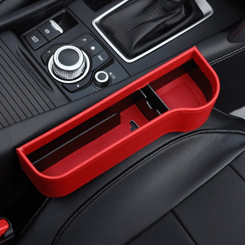 Multifunctional Car Seat Organizer in a car, showcasing its compartments for storage.