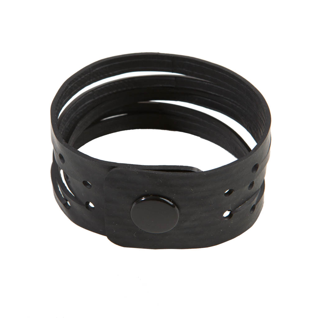 Carter Recycled Rubber Bracelet made from reclaimed tyre inner tubes, showcasing unique textures and patterns.