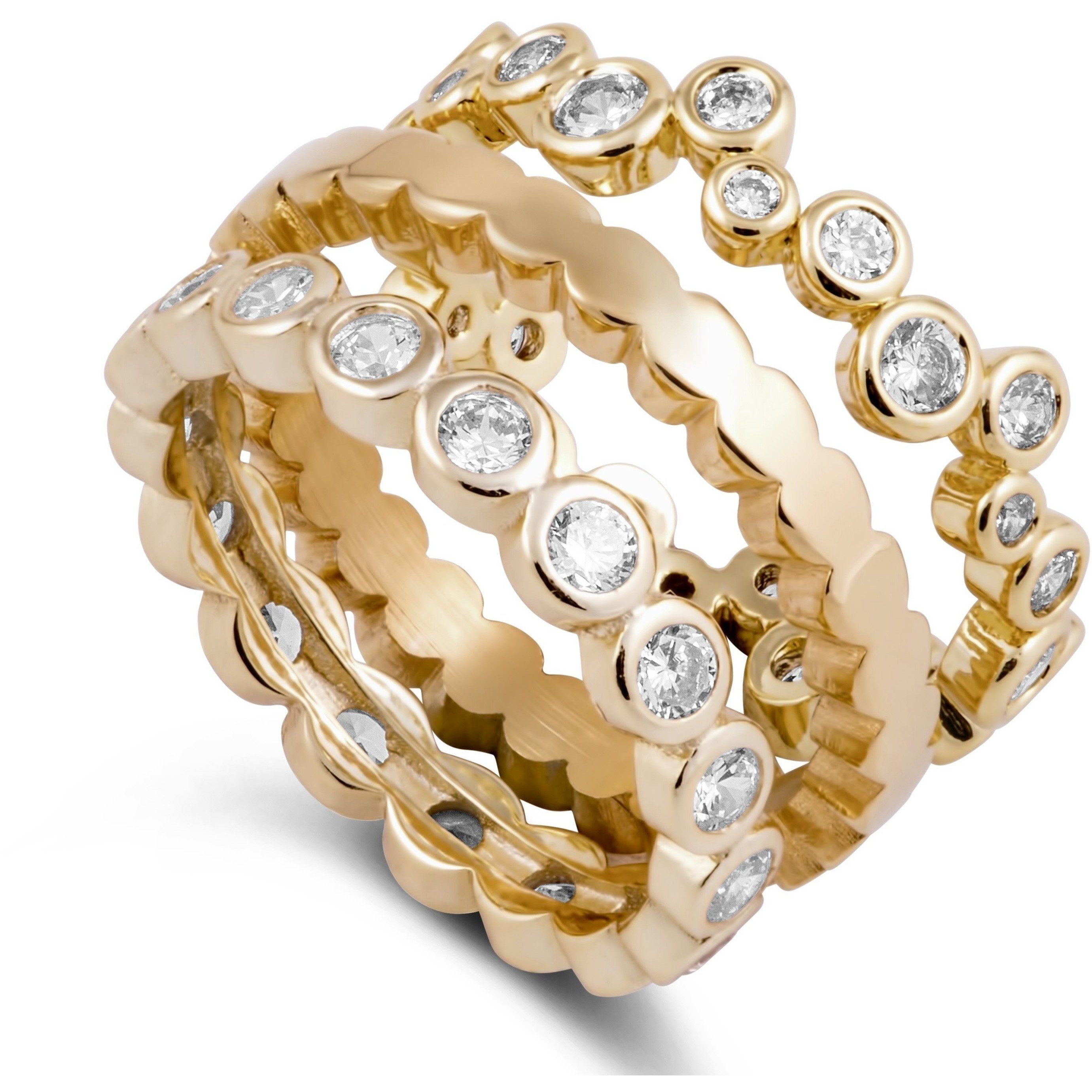 Celeste Eternity Ring featuring 18k gold filled over sterling silver with Czech stones, elegantly designed for stacking.