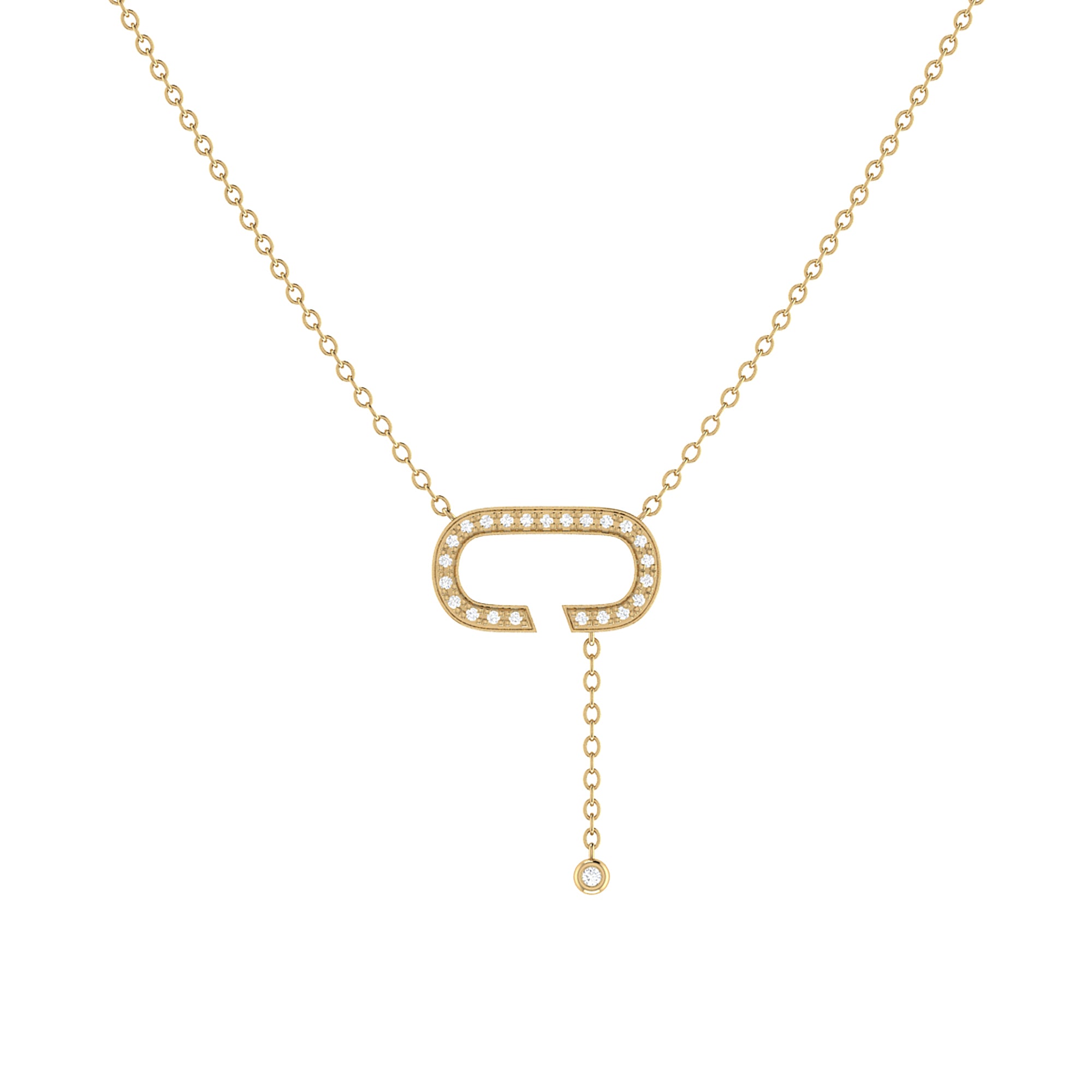 Celia C Bolo Adjustable Diamond Lariat Necklace in 14K Yellow Gold with genuine diamonds and adjustable chain.