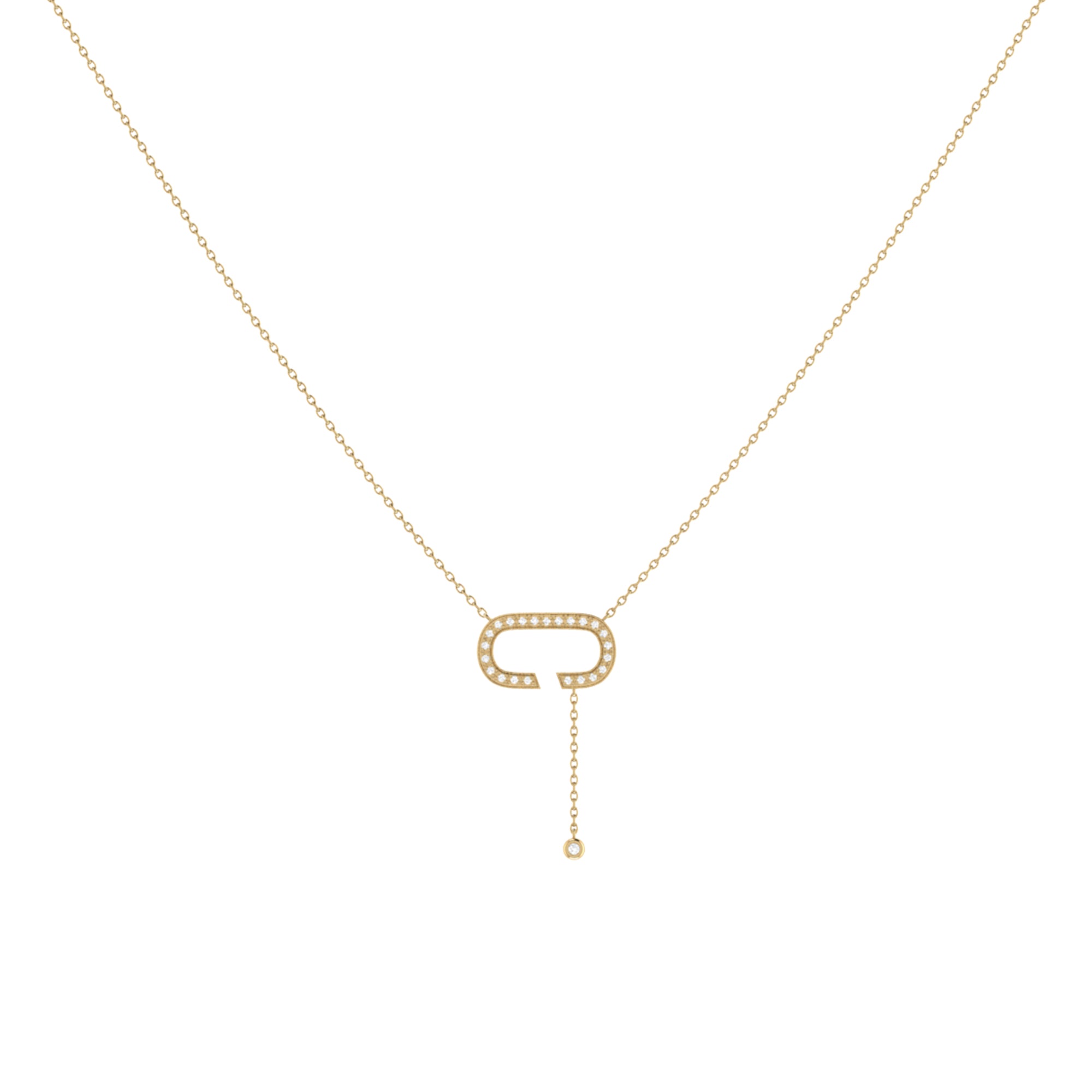 Celia C Bolo Adjustable Diamond Lariat Necklace in 14K Yellow Gold with genuine diamonds and adjustable chain.