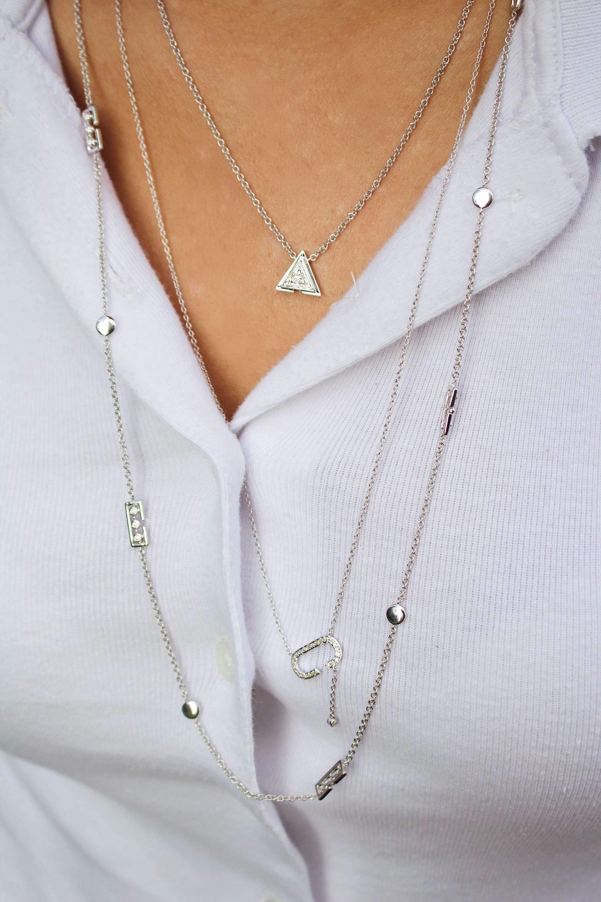 CELIA C Bolo Adjustable Diamond Lariat Necklace in Sterling Silver featuring genuine diamonds and a bolo adjustable design.