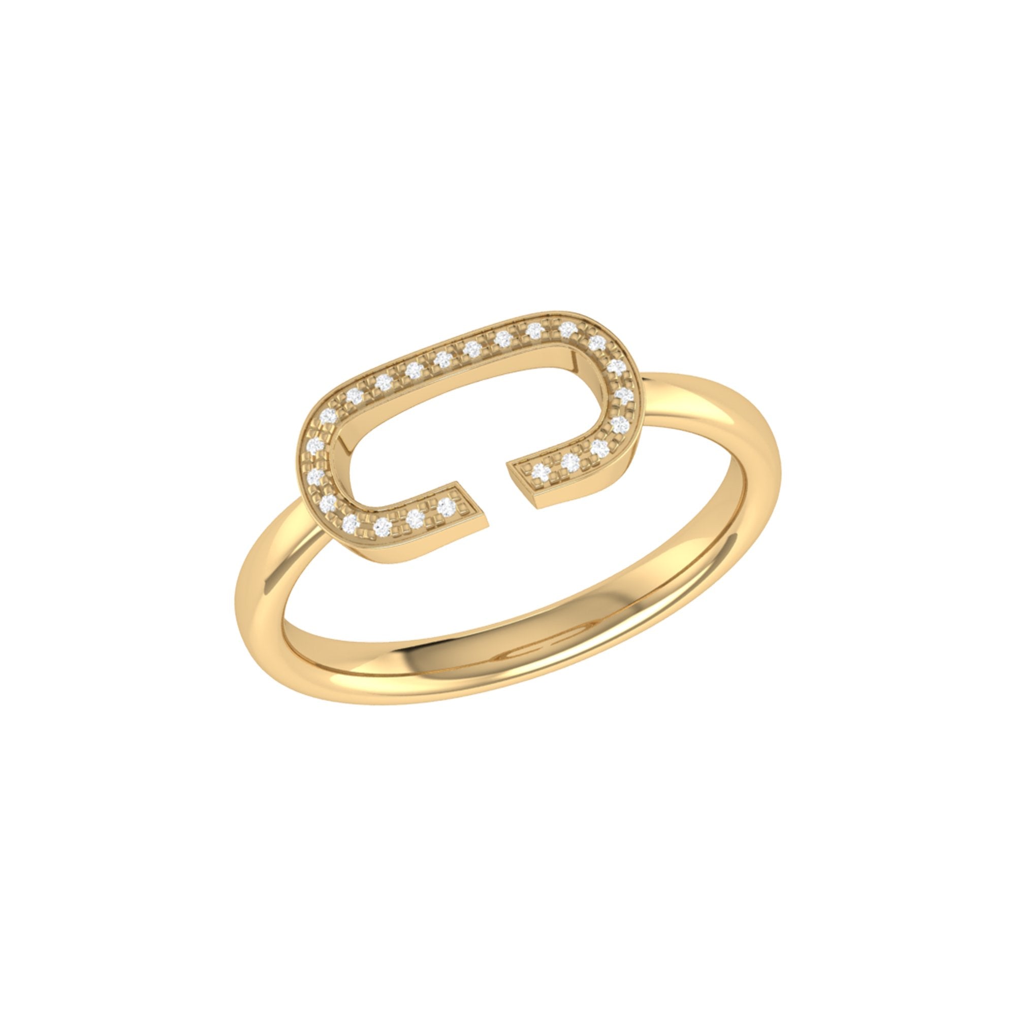 Celia C Diamond Ring featuring 0.05 carats of genuine diamonds set in 14K Yellow Gold Vermeil on Sterling Silver, elegantly designed.