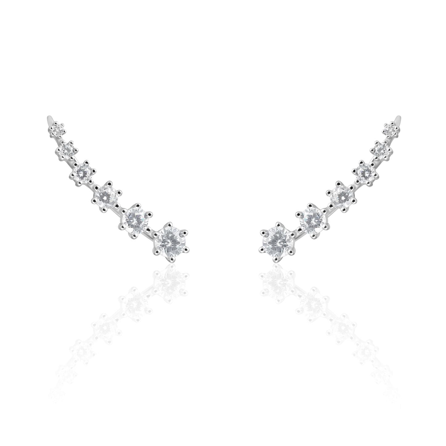 Celina CZ Bar Earring featuring a gradient of cubic zirconia stones from large to small, showcasing elegance and style.