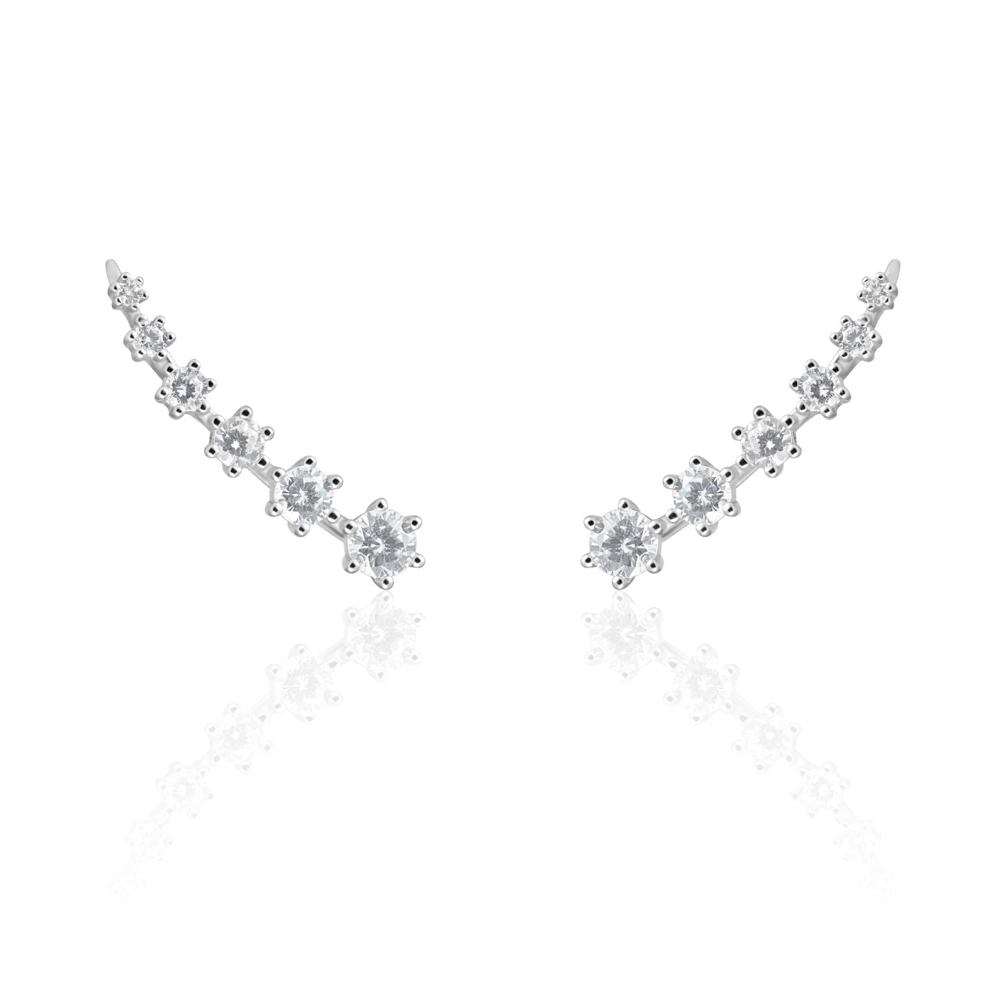 Celina CZ Bar Earring featuring a gradient of cubic zirconia stones from large to small, showcasing elegance and style.