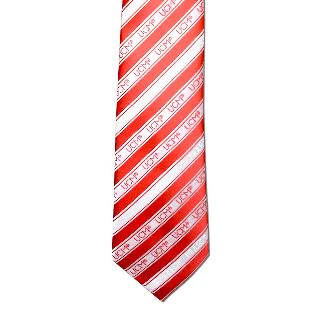 Central Missouri Men's Tie featuring a trendy striped design in durable microfiber, perfect for showing school spirit.