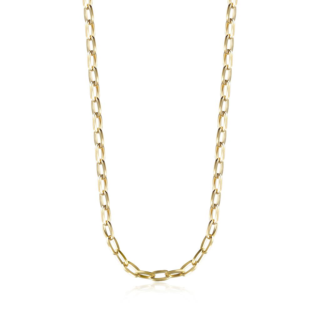 A stylish Chain Link Necklace made of 316L surgical stainless steel with 14K gold PVD plating, showcasing interlocking links.