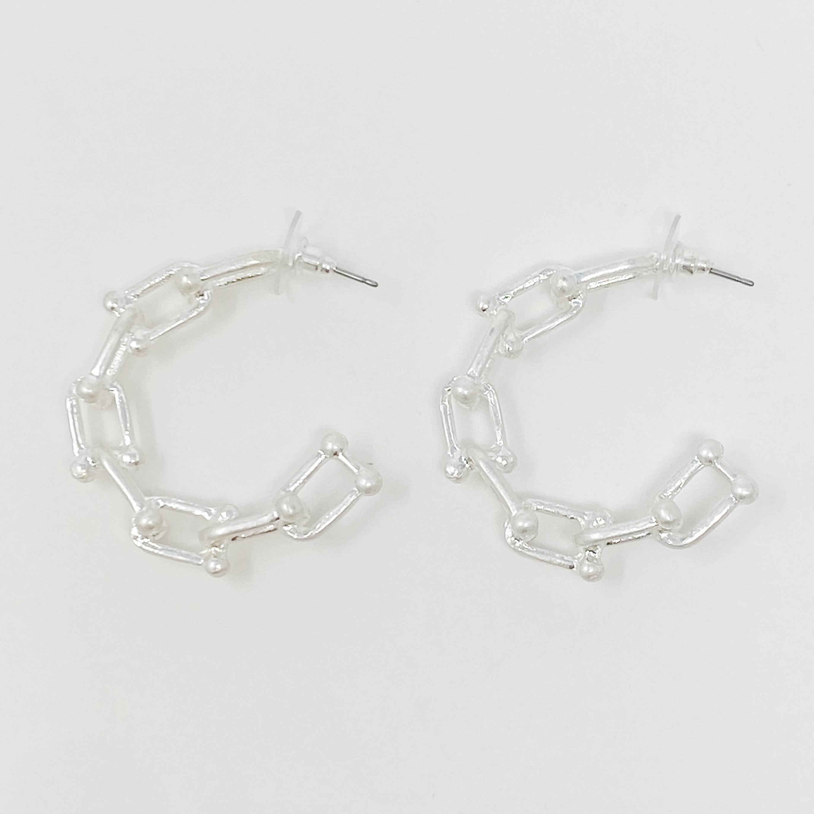 Chained Link Hoop Earrings featuring a stylish design in worn gold finish, perfect for everyday wear.