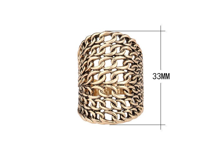 Chains-web Ring made of alloy, featuring a unique design and lightweight structure, perfect for stylish wear.