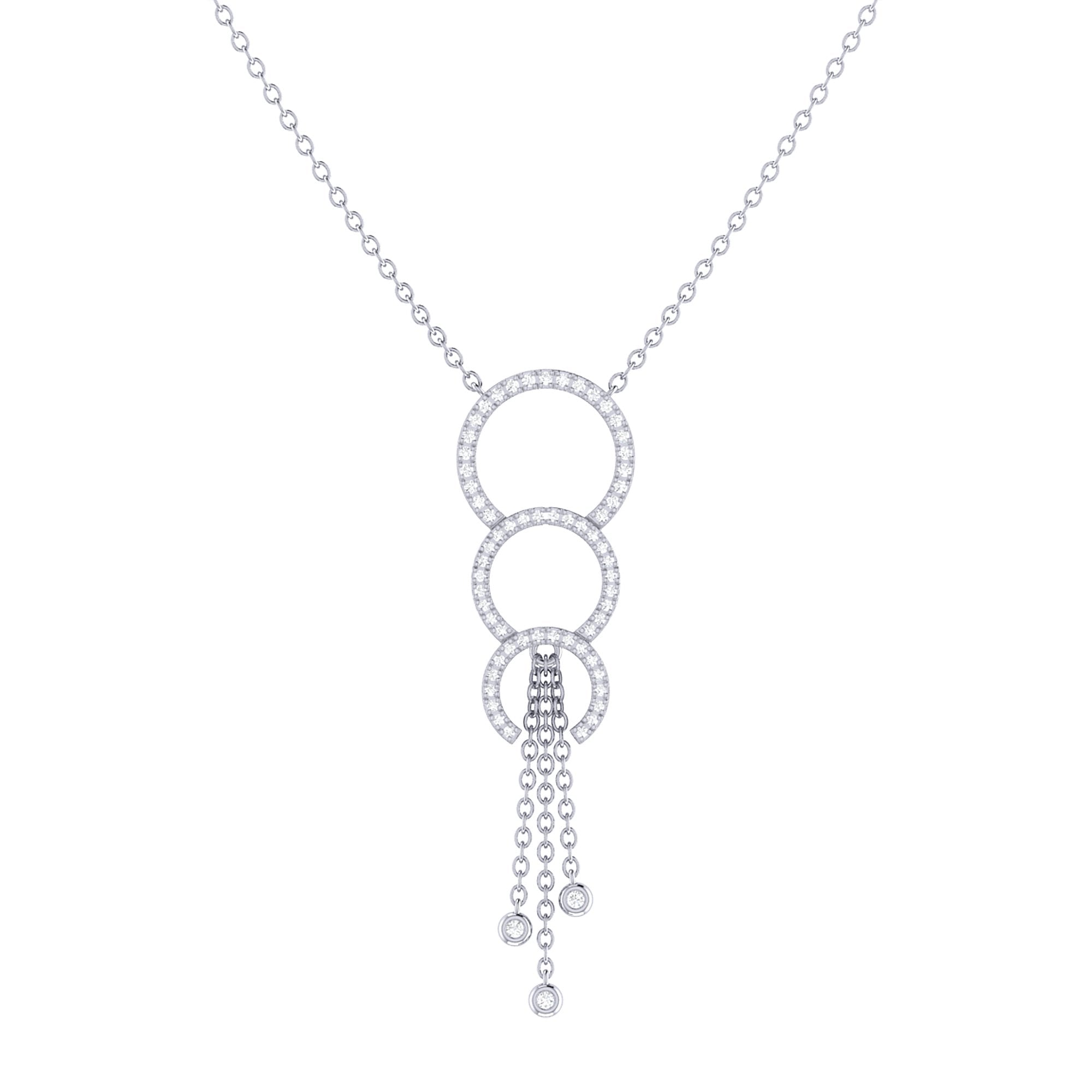 Chandelier Circle Trio Bolo Adjustable Diamond Lariat Necklace featuring natural diamonds and 925 Sterling Silver, elegantly displayed.