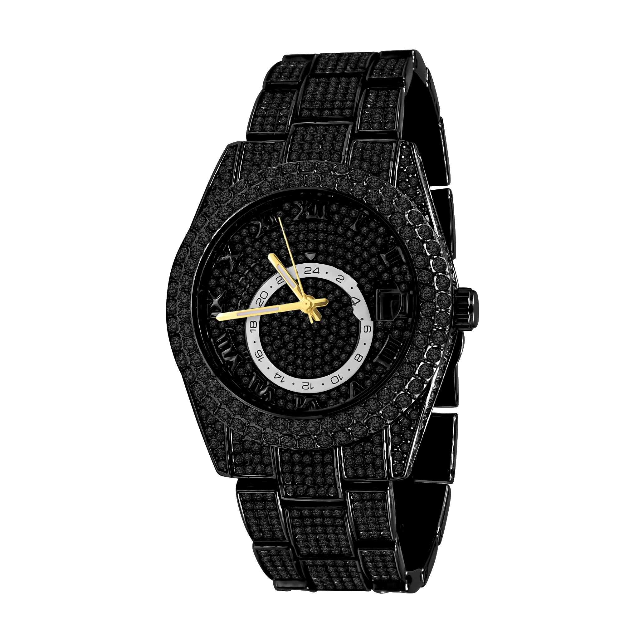 CHAUDES Hip Hop Watch I 563053 featuring a bling metal design, European crystal bezel, and adjustable links.