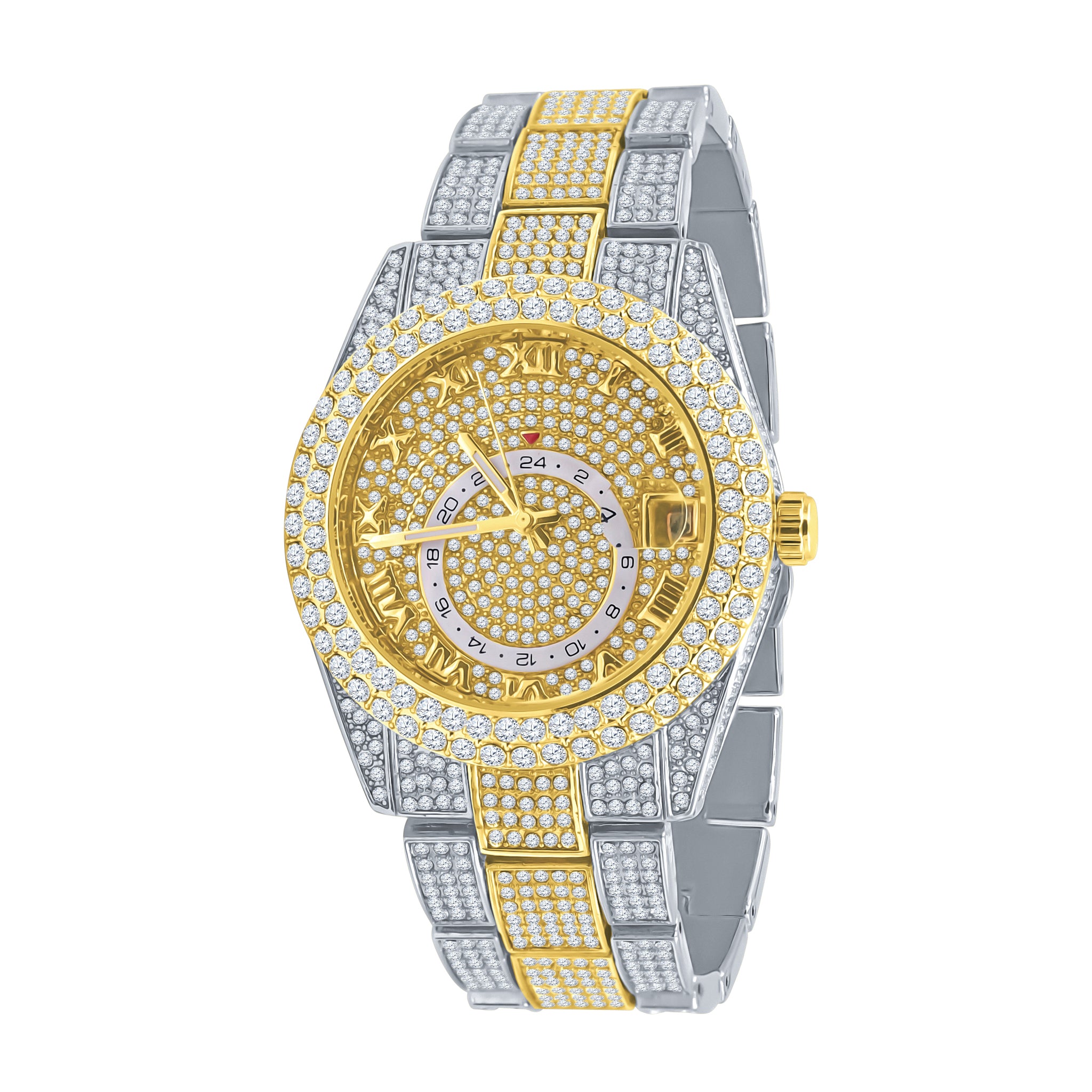 CHAUDES Hip Hop Watch I 5630542 featuring a bling metal design, European crystal bezel, and adjustable links.