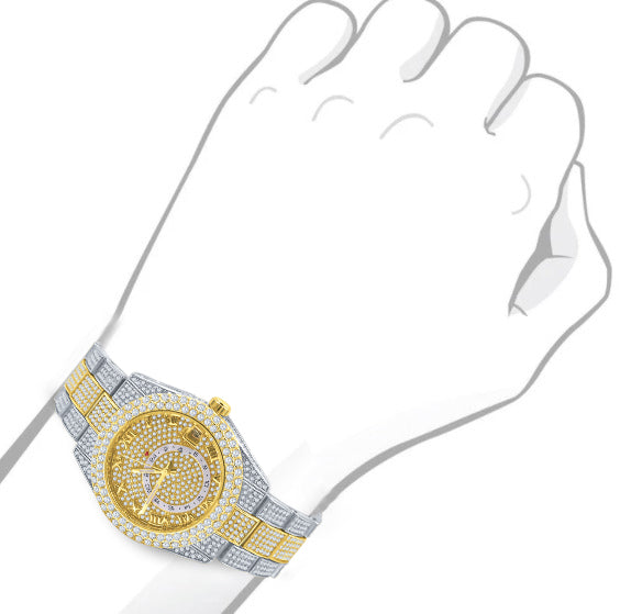 CHAUDES Hip Hop Watch I 5630542 featuring a bling metal design, European crystal bezel, and adjustable links.