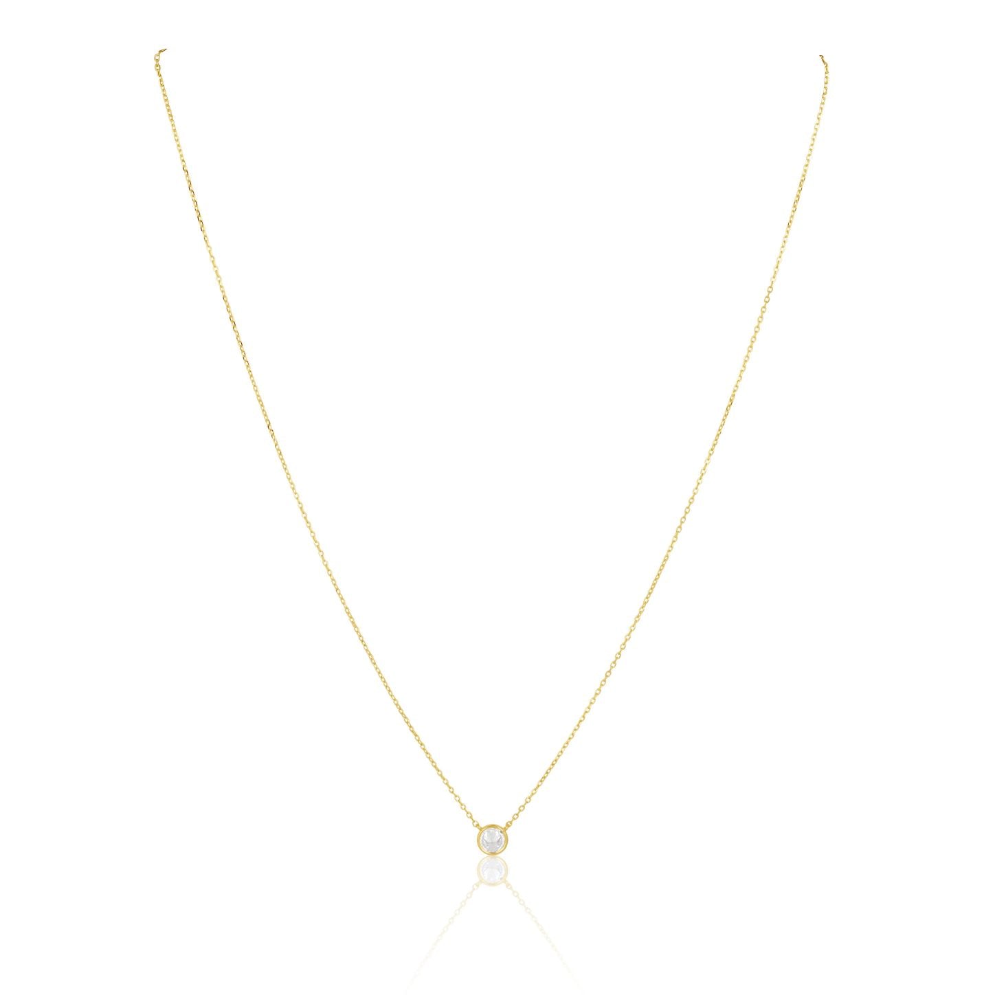 Christie CZ Necklace featuring a delicate 18k gold plated chain and a sparkling cubic zirconia stone.