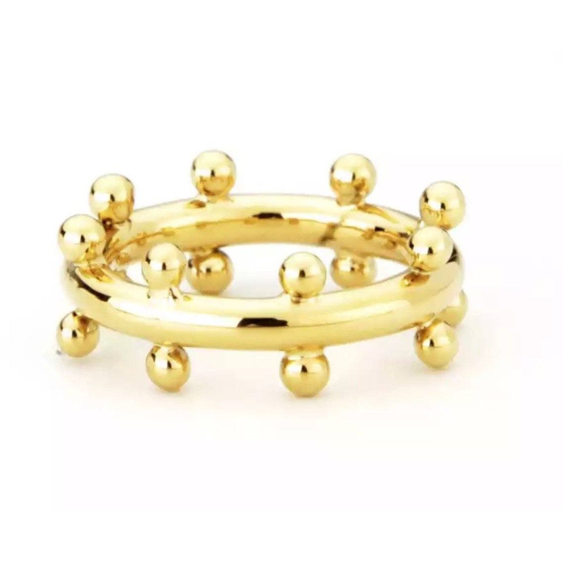 Cindy Studded Ring featuring 18k gold plating and a stylish studded design, perfect for stacking.