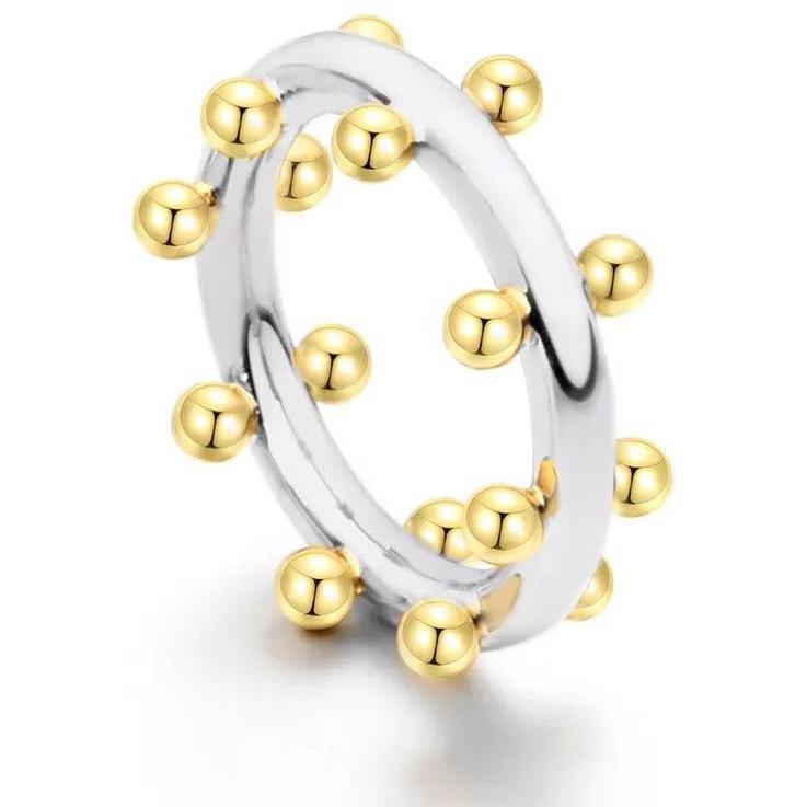 Cindy Studded Ring featuring 18k gold plating and a stylish studded design, perfect for stacking.