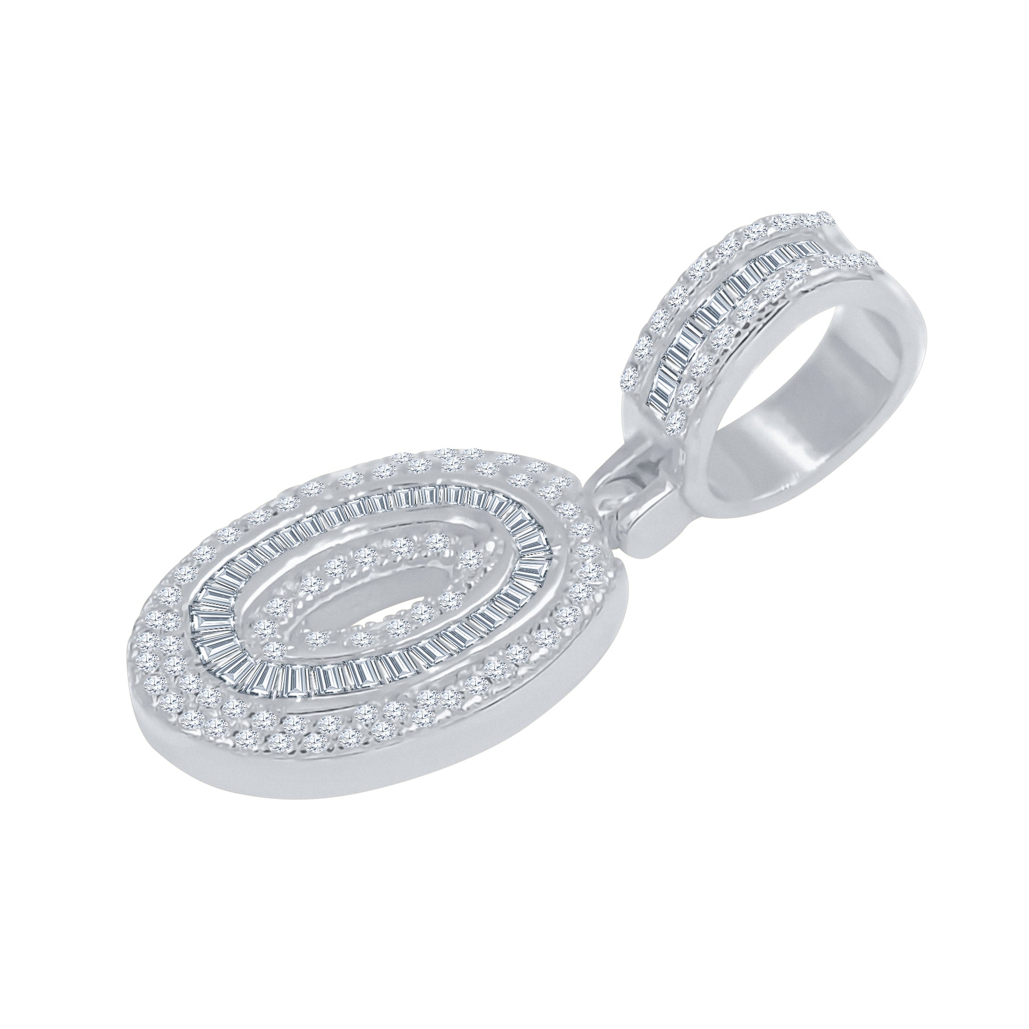 CIPHER Sterling Silver Numeric Pendant with CZ, showcasing a shiny silver finish and sparkling cubic zircon stones, ideal for sports enthusiasts.