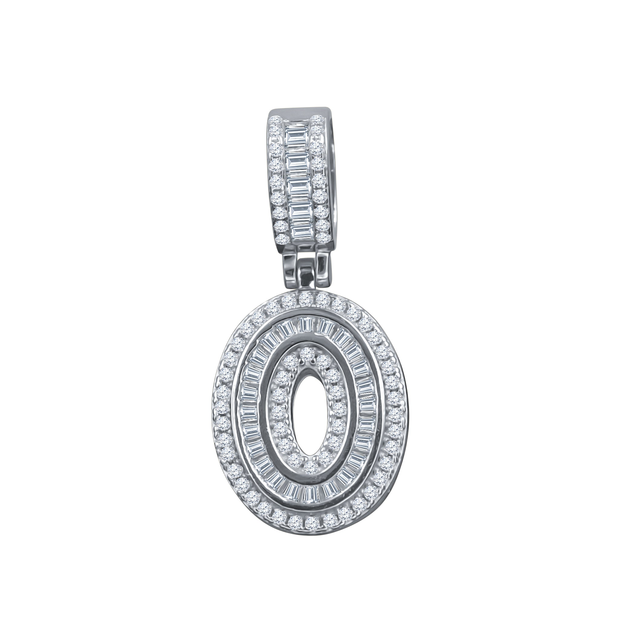 CIPHER Sterling Silver Numeric Pendant with CZ, showcasing a shiny silver finish and sparkling cubic zircon stones, ideal for sports enthusiasts.