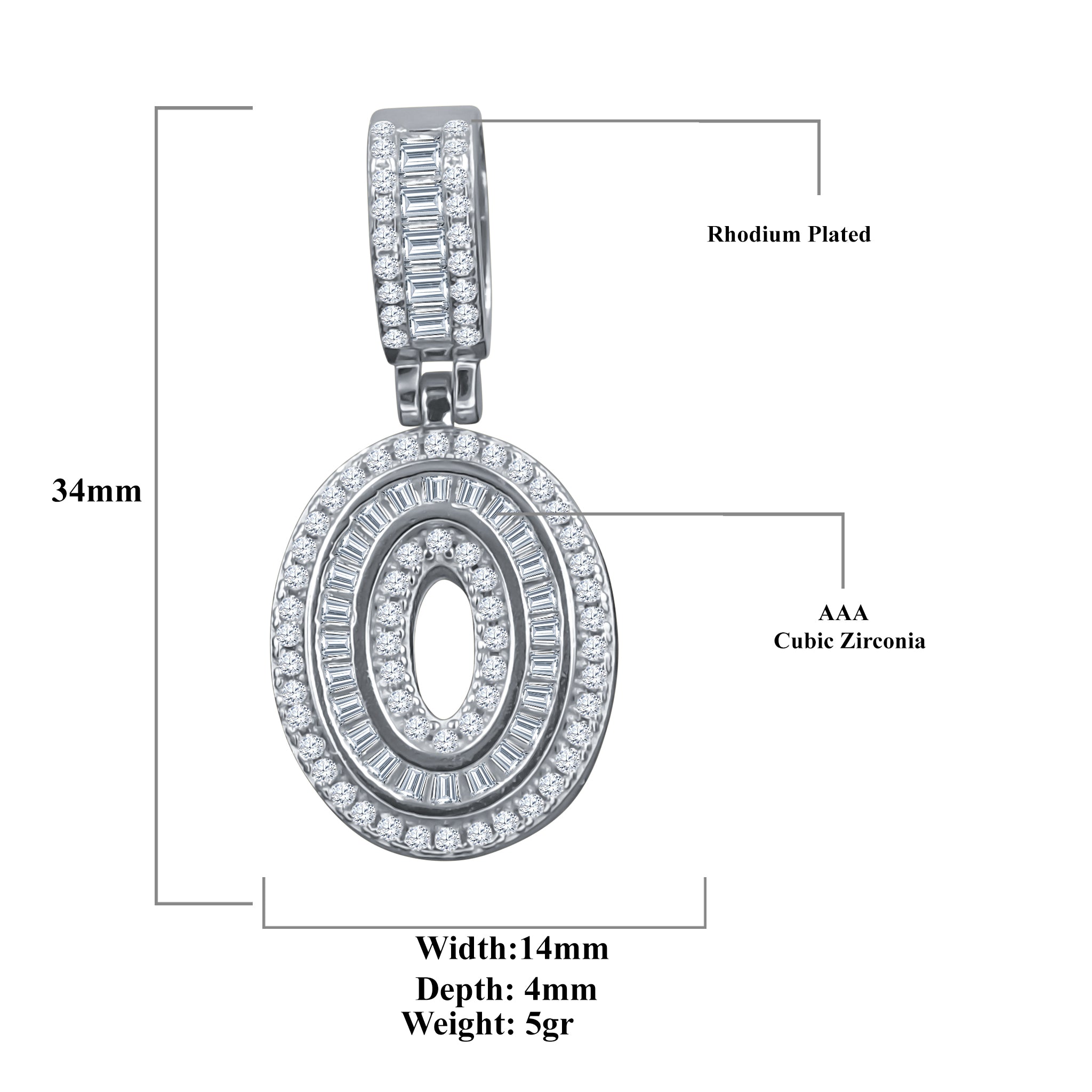 CIPHER Sterling Silver Numeric Pendant with CZ, showcasing a shiny silver finish and sparkling cubic zircon stones, ideal for sports enthusiasts.