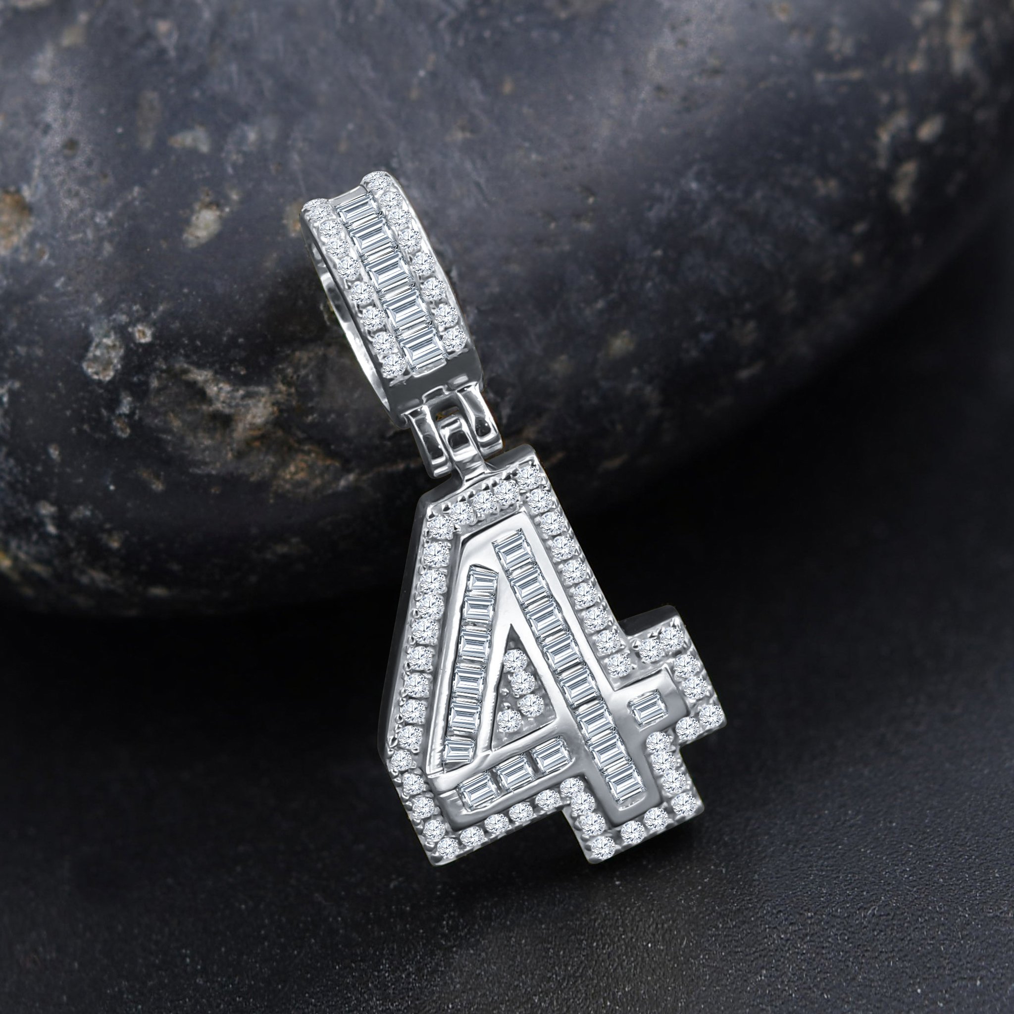 CIPHER Sterling Silver Numeric Pendant with Cubic Zircon Stones, showcasing a stylish design for sports enthusiasts.