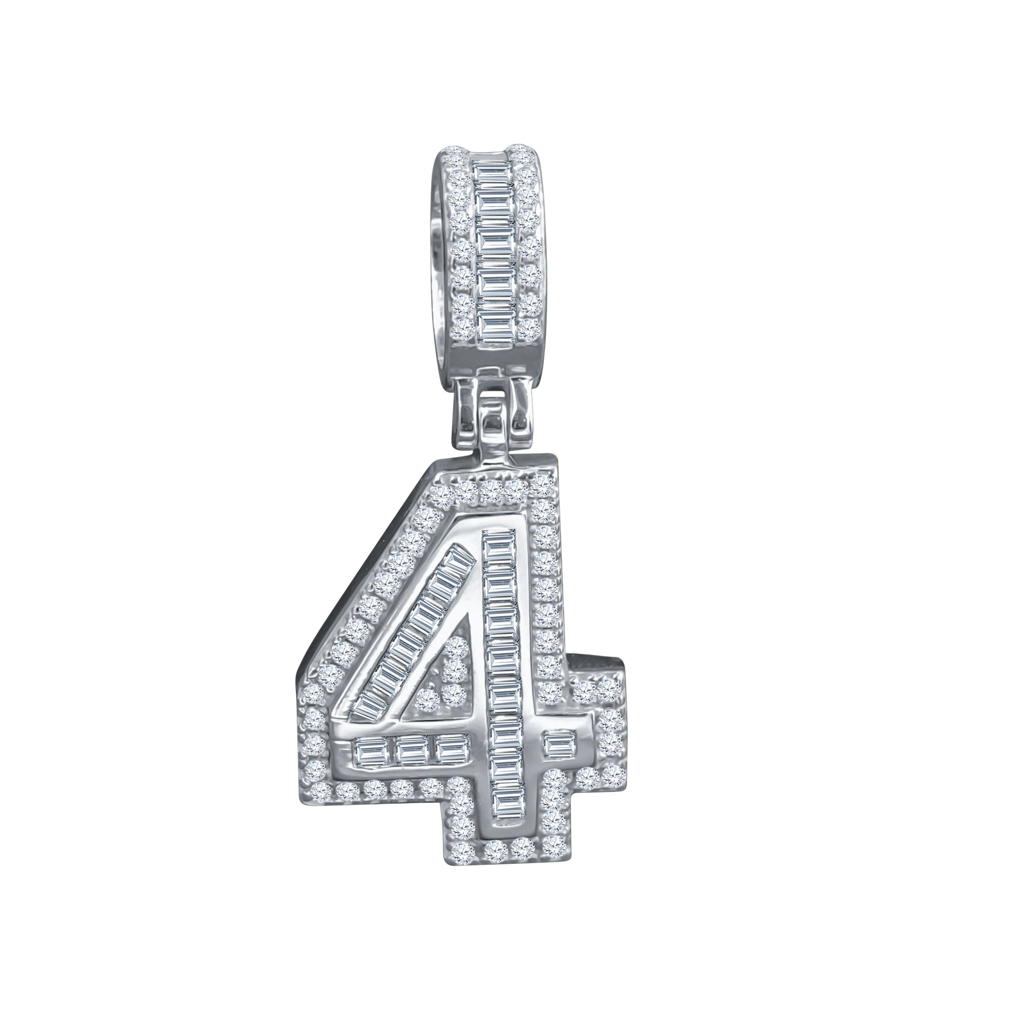 CIPHER Sterling Silver Numeric Pendant with Cubic Zircon Stones, showcasing a stylish design for sports enthusiasts.