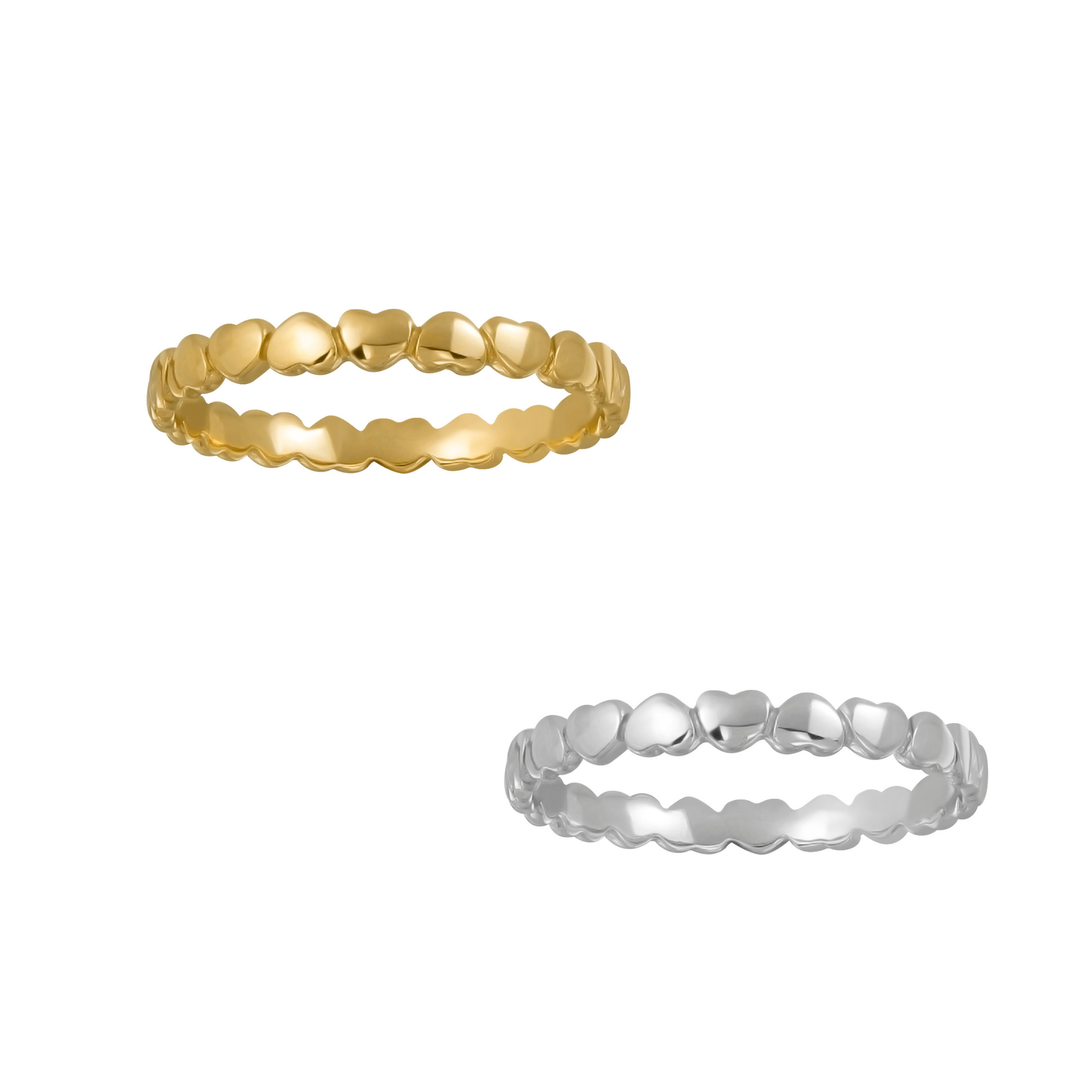 A delicate Circle of Love Ring made of sterling silver and gold, symbolizing love and support, displayed in an elegant anti-tarnish jewelry bag.