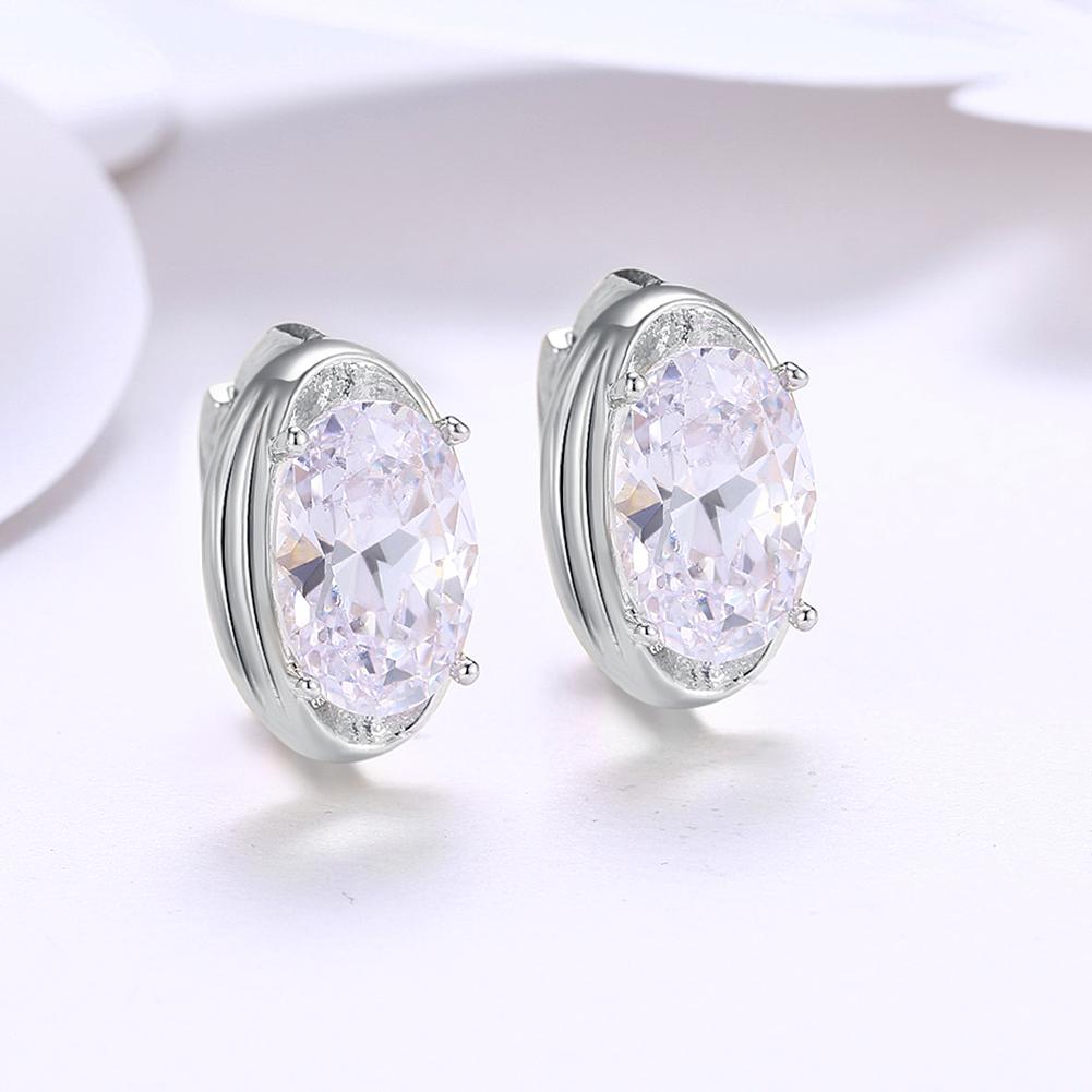 Elegant Circular Mid Elements Earrings crafted from 18K white gold, featuring certified crystals, designed for comfort and hypoallergenic wear.