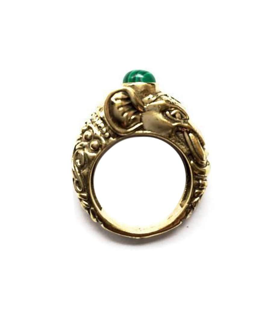 A handmade Circus Elephant Ring featuring intricate designs, crafted from hypoallergenic brass and silver, perfect for festival wear.