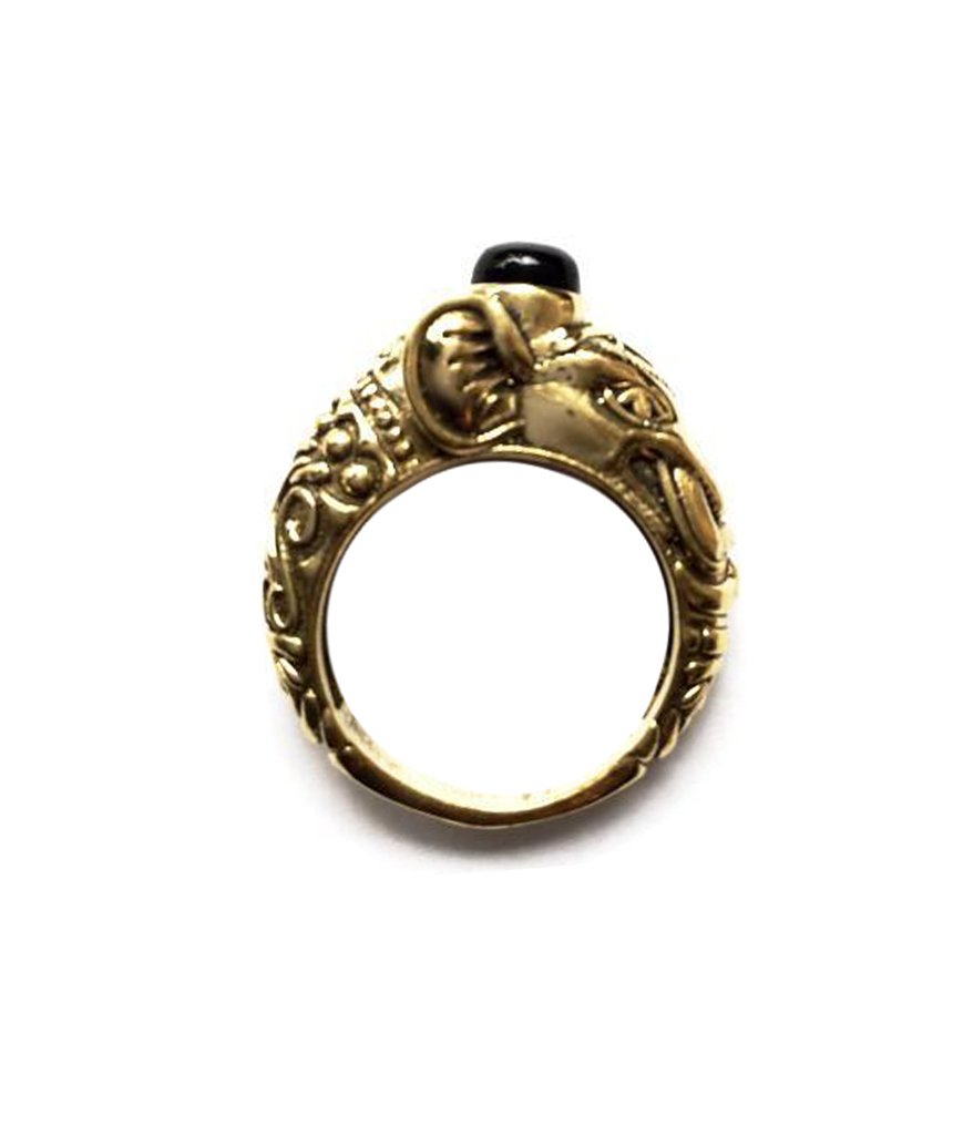 A handmade Circus Elephant Ring featuring intricate designs, crafted from hypoallergenic brass and silver, perfect for festival wear.