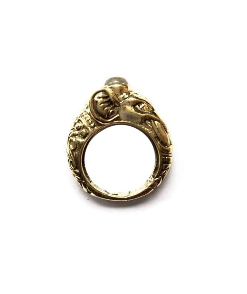 A handmade Circus Elephant Ring featuring intricate designs, crafted from hypoallergenic brass and silver, perfect for festival wear.