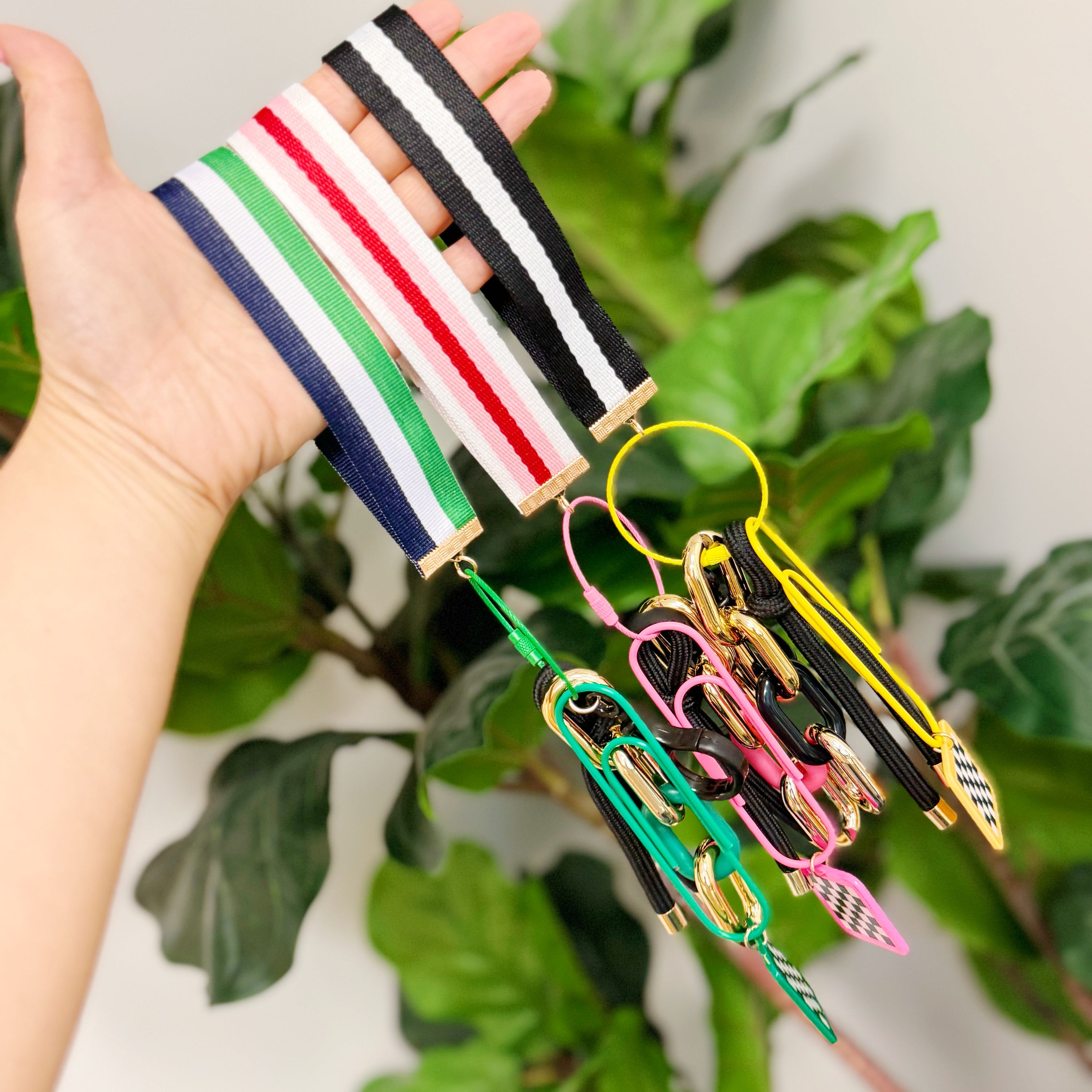 City Hip Jingle Key Chain featuring a colorful design with a wrist strap and screw locking ring, perfect for keys and bag decor.